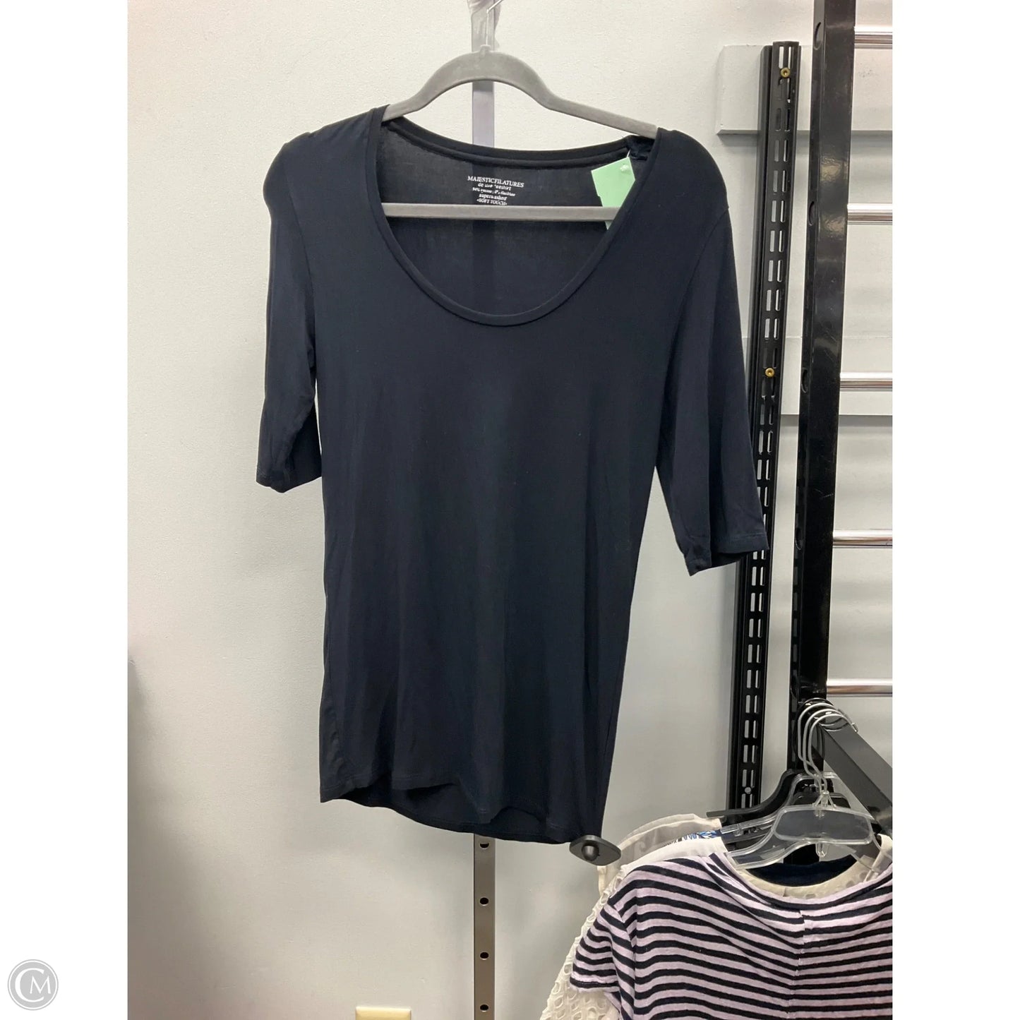 Top Short Sleeve By Majestic Filatures In Black, Size: M