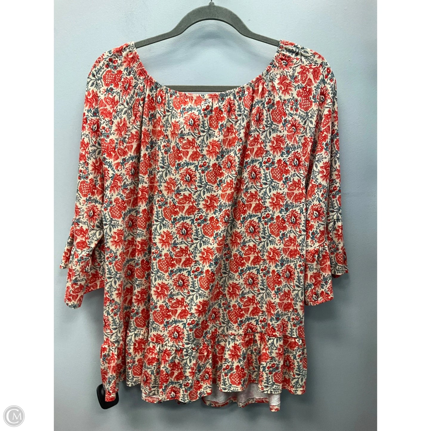 Top Short Sleeve By Style And Company In Floral Print, Size: L