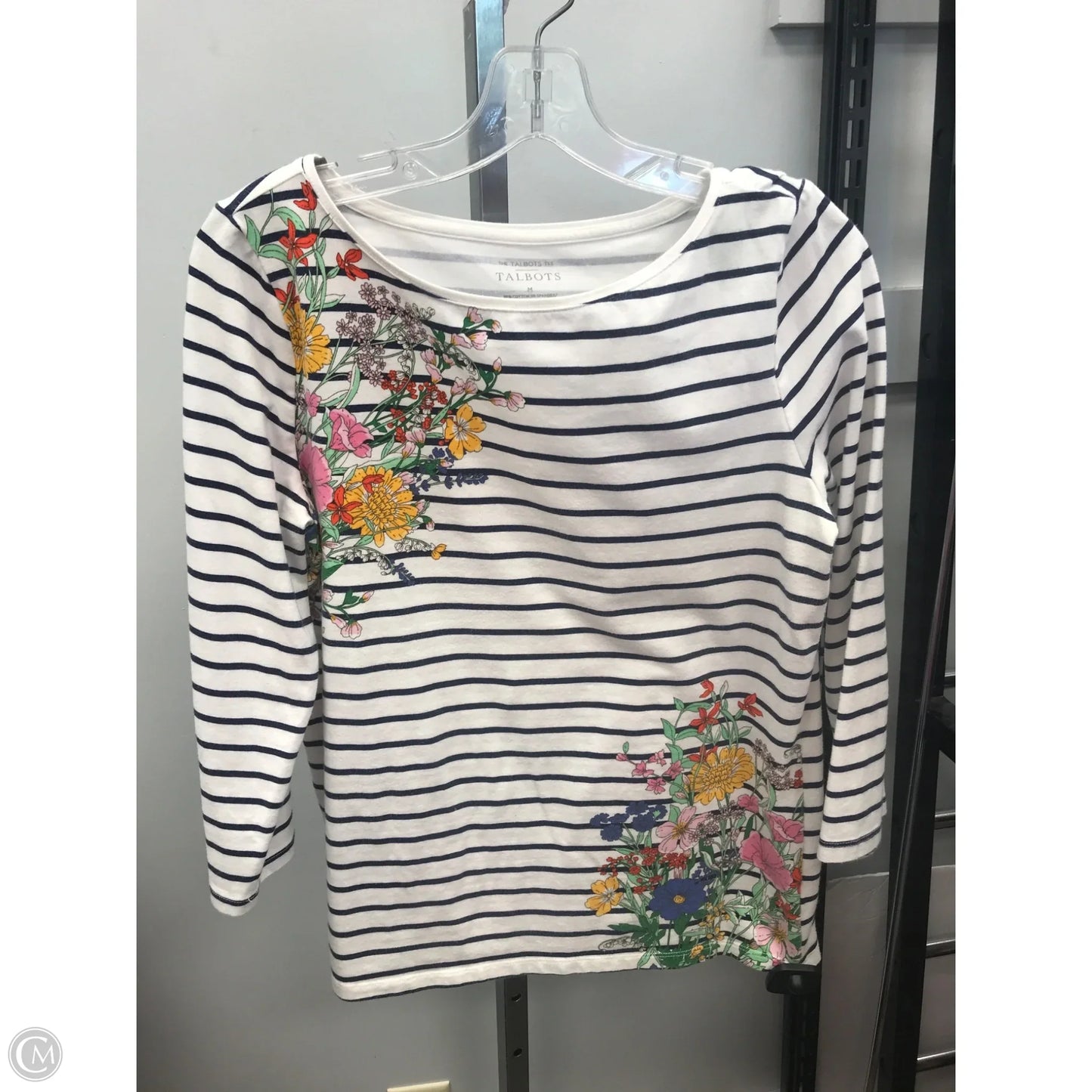 Top 3/4 Sleeve By Talbots In Striped Pattern, Size: M