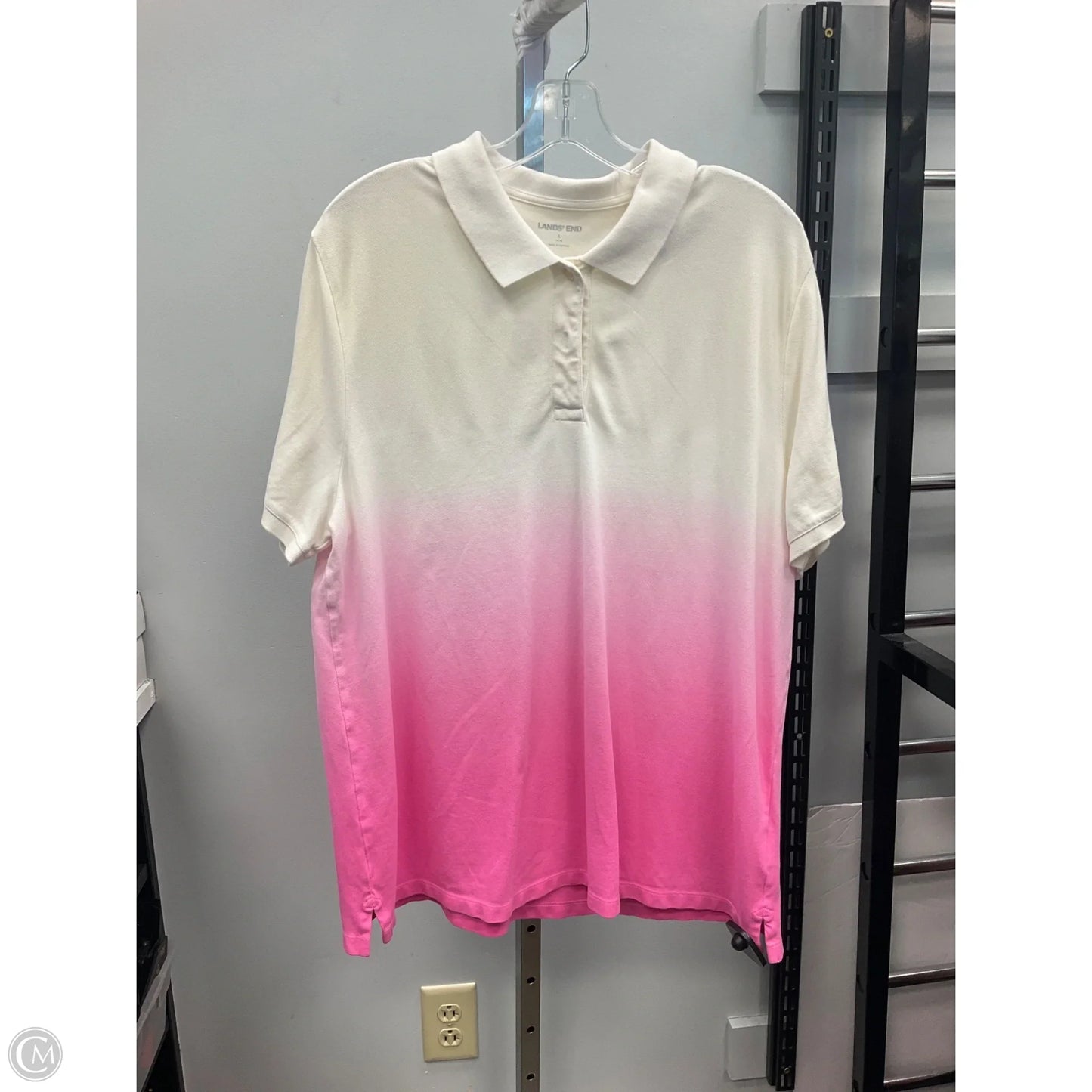 Top Short Sleeve By Lands End In Pink, Size: L