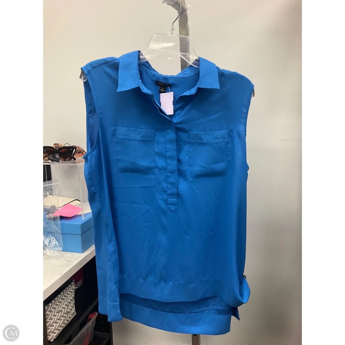 Top Sleeveless By Ann Taylor In Blue, Size: L