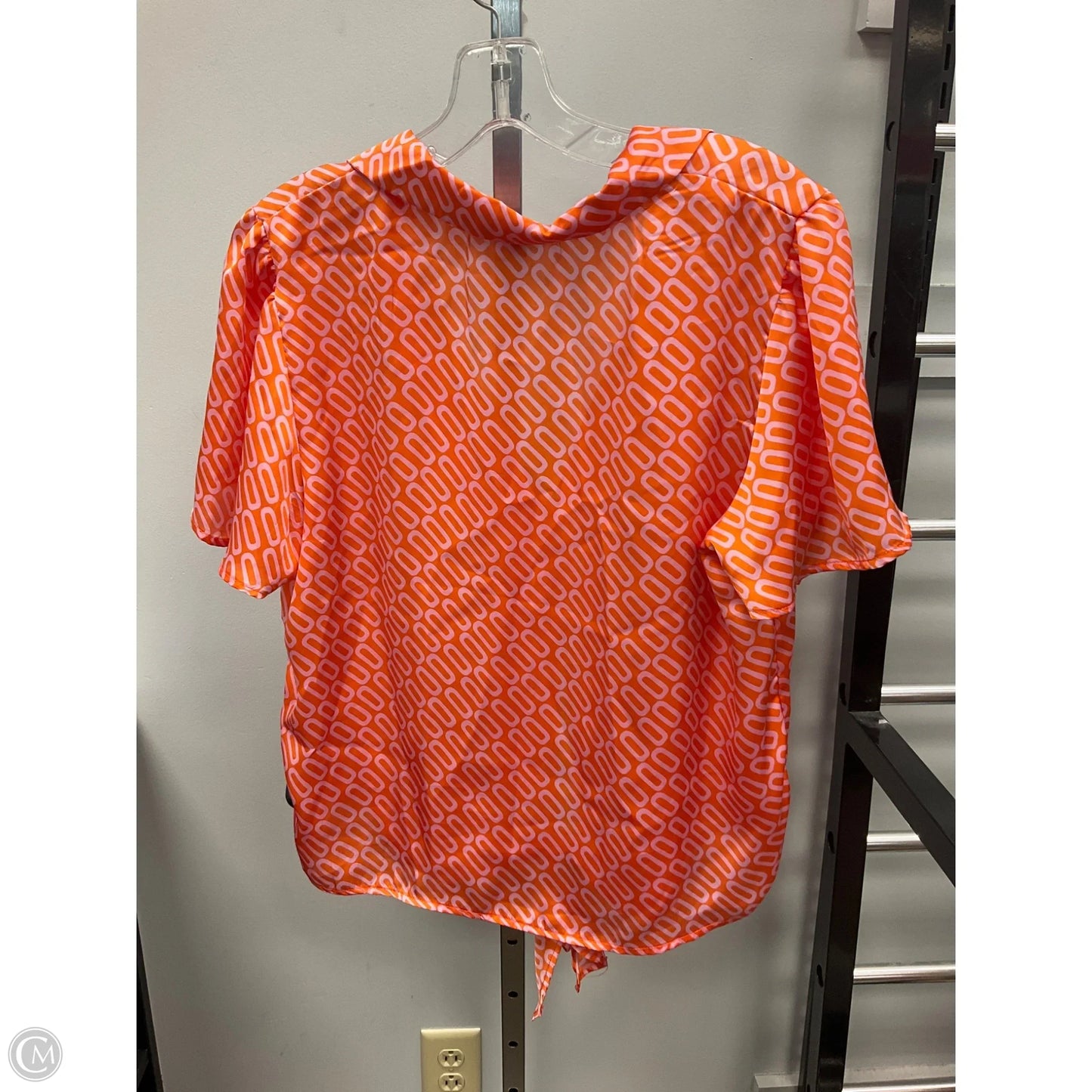 Top Short Sleeve By Cmc In Orange & Pink, Size: L