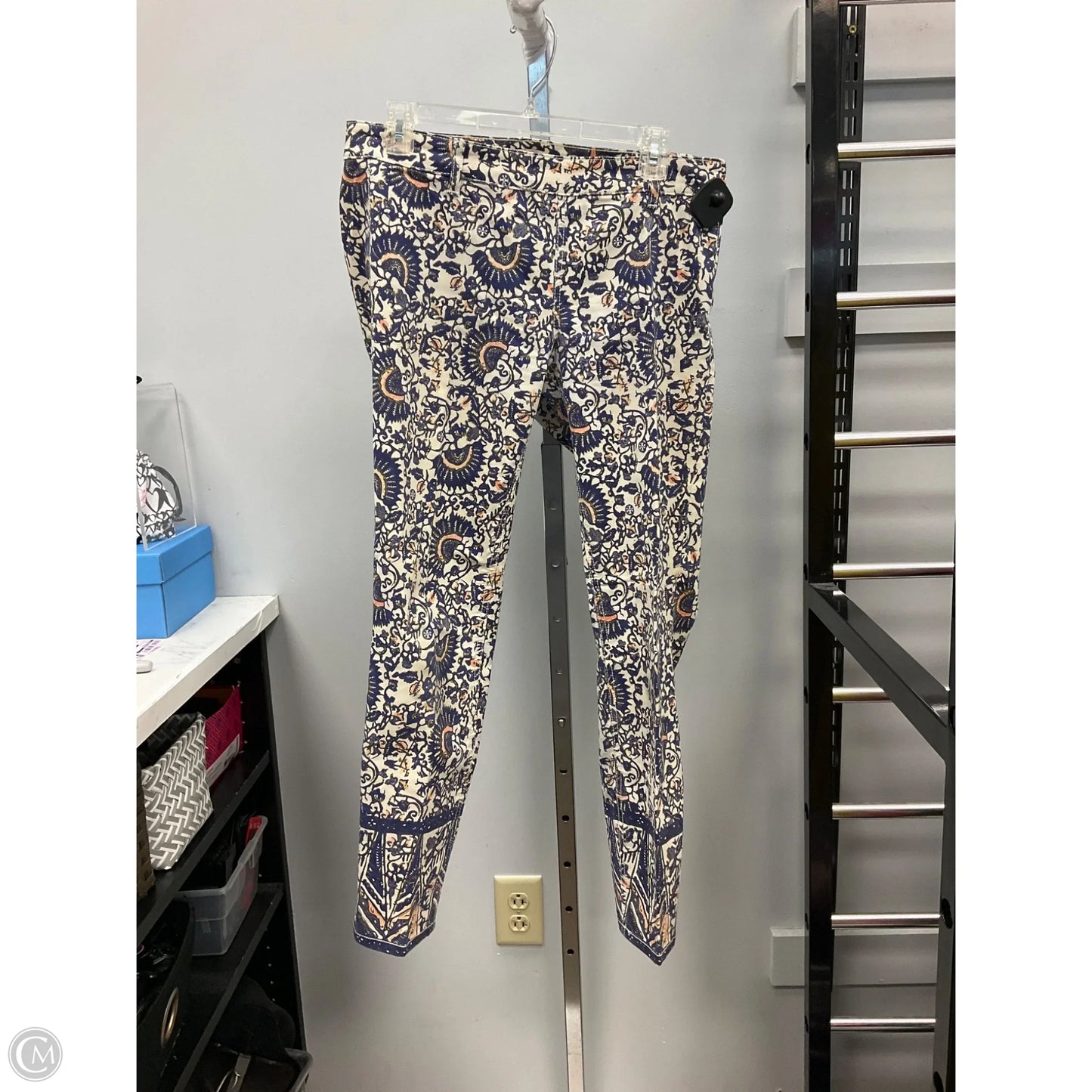 Jeans Designer By Tory Burch In Blue & Cream, Size: 8