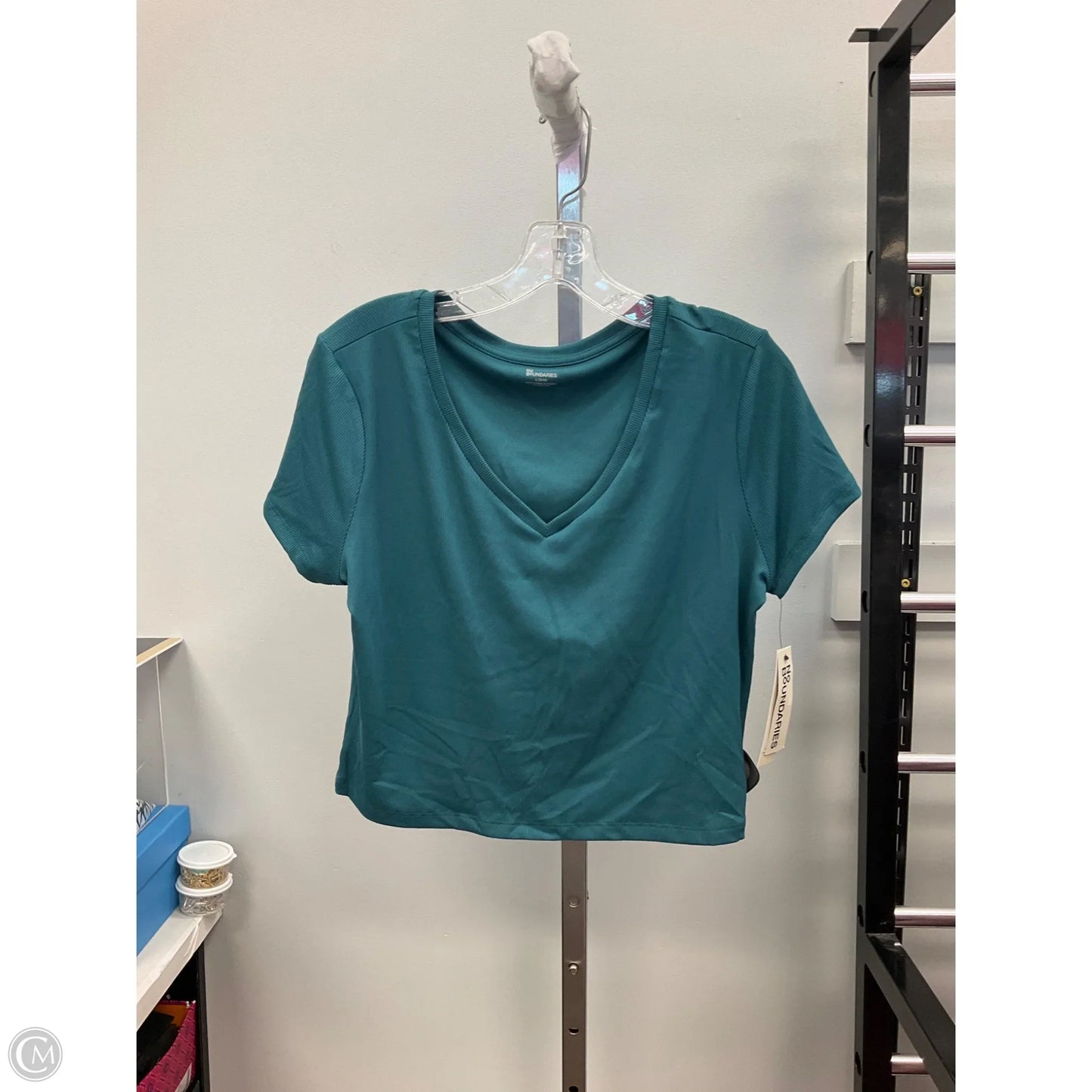 Top Short Sleeve By No Boundaries In Teal, Size: L