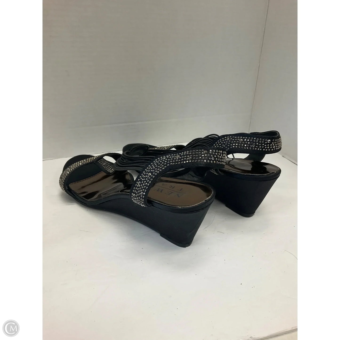 Sandals Heels Wedge By Clothes Mentor In Black, Size: 10
