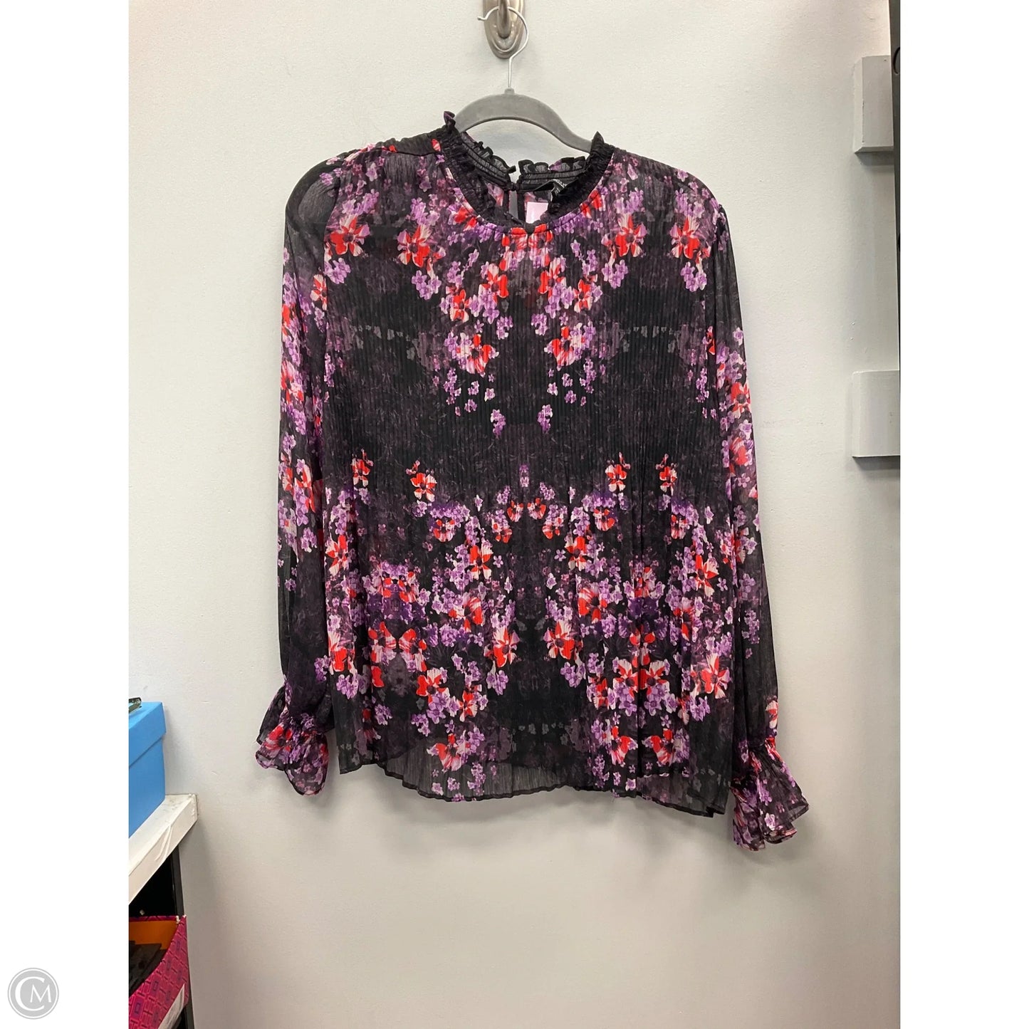Top 2pc Long Sleeve By Simply Vera In Floral Print, Size: Xxl