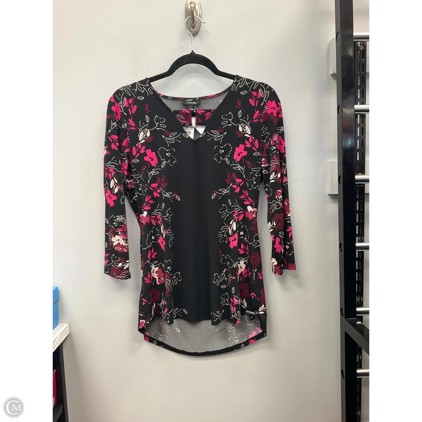 Top 3/4 Sleeve By Alfani In Black & Pink, Size: S