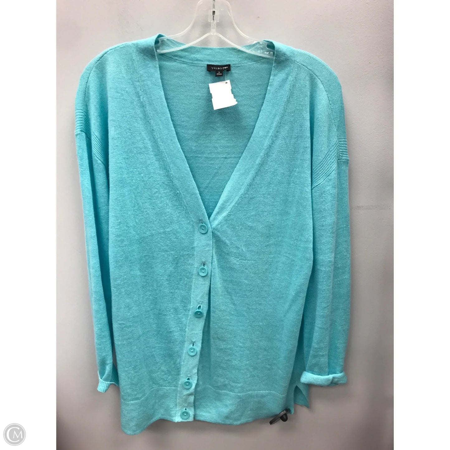 Sweater Cardigan By Talbots In Aqua, Size: S
