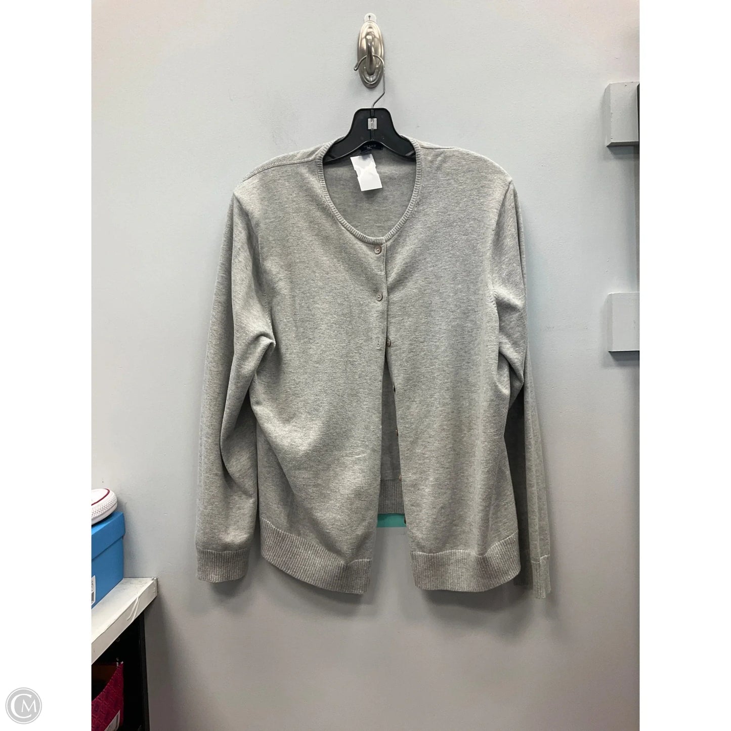 Sweater Cardigan By Lands End In Grey, Size: Xl