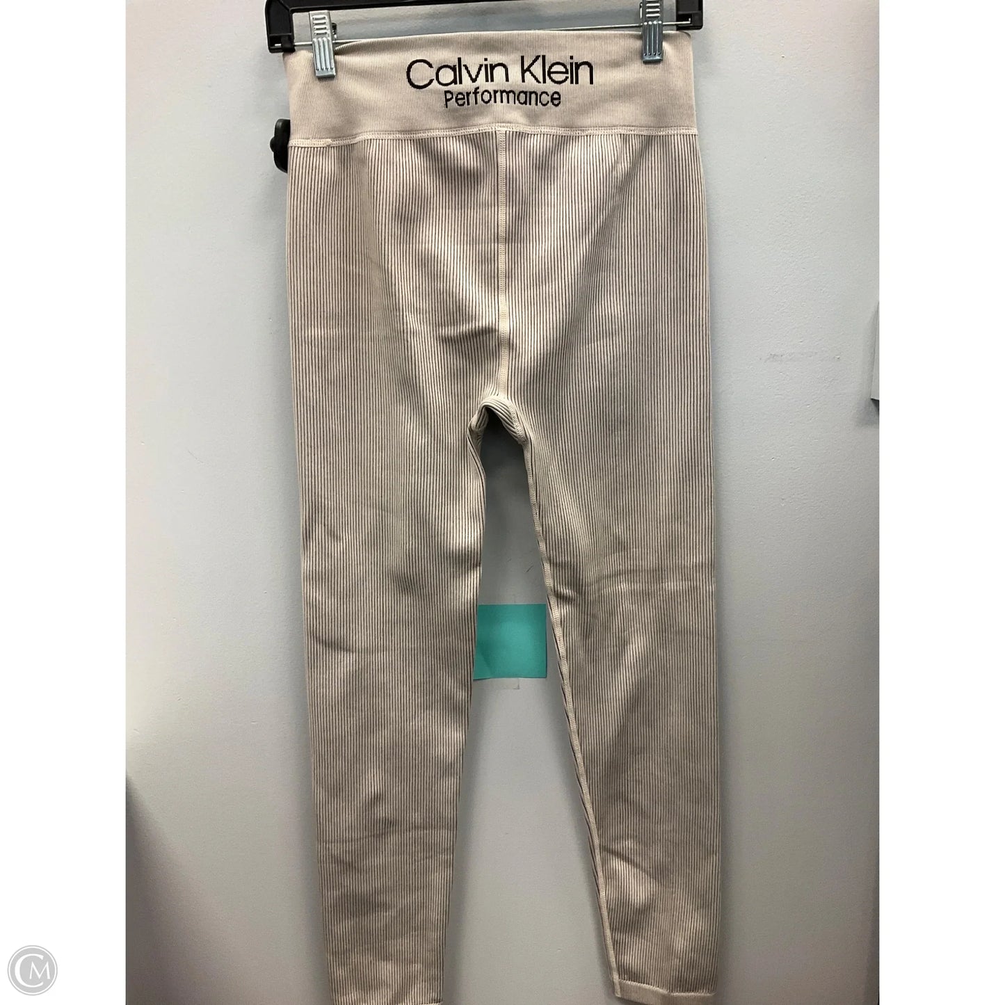 Athletic Leggings By Calvin Klein In Tan, Size: L