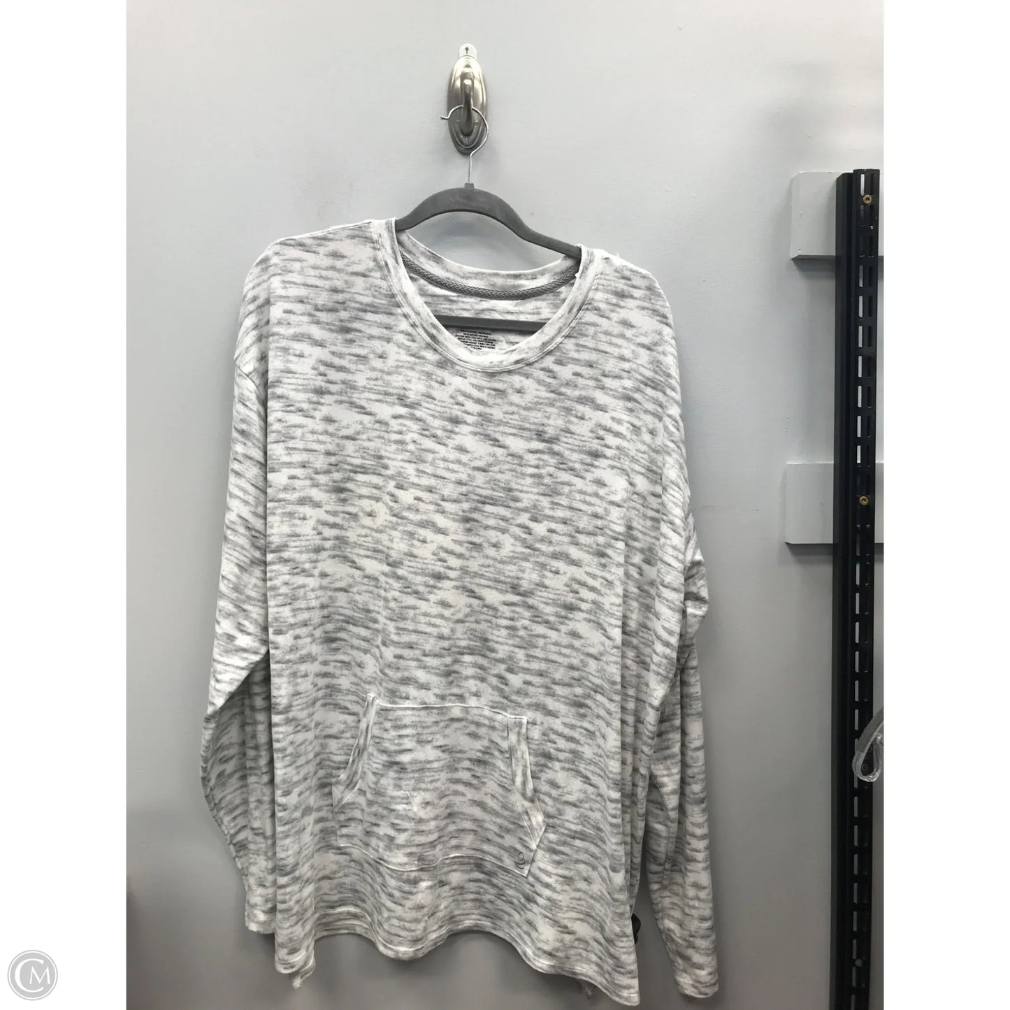 Top Long Sleeve By Cuddl Duds In Grey & White, Size: Xxl