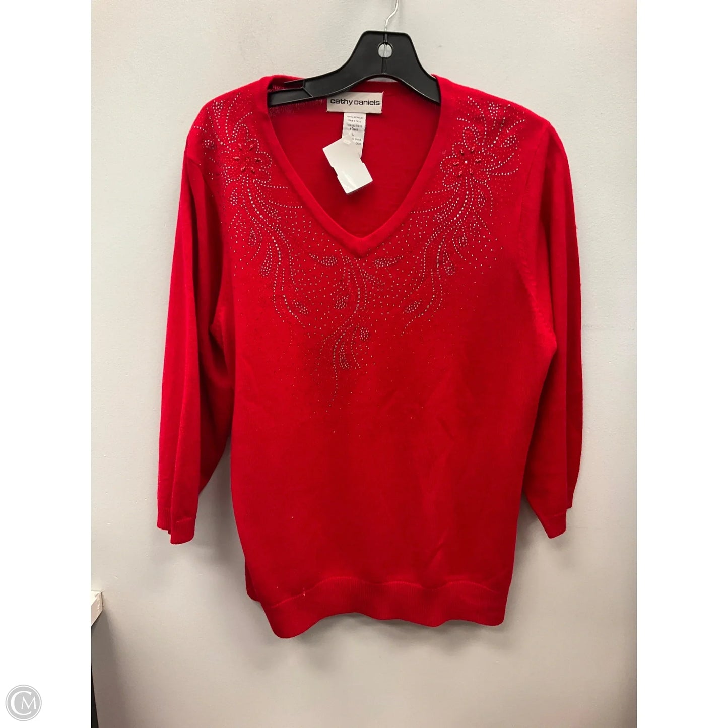 Sweater By Cathy Daniels In Red, Size: L