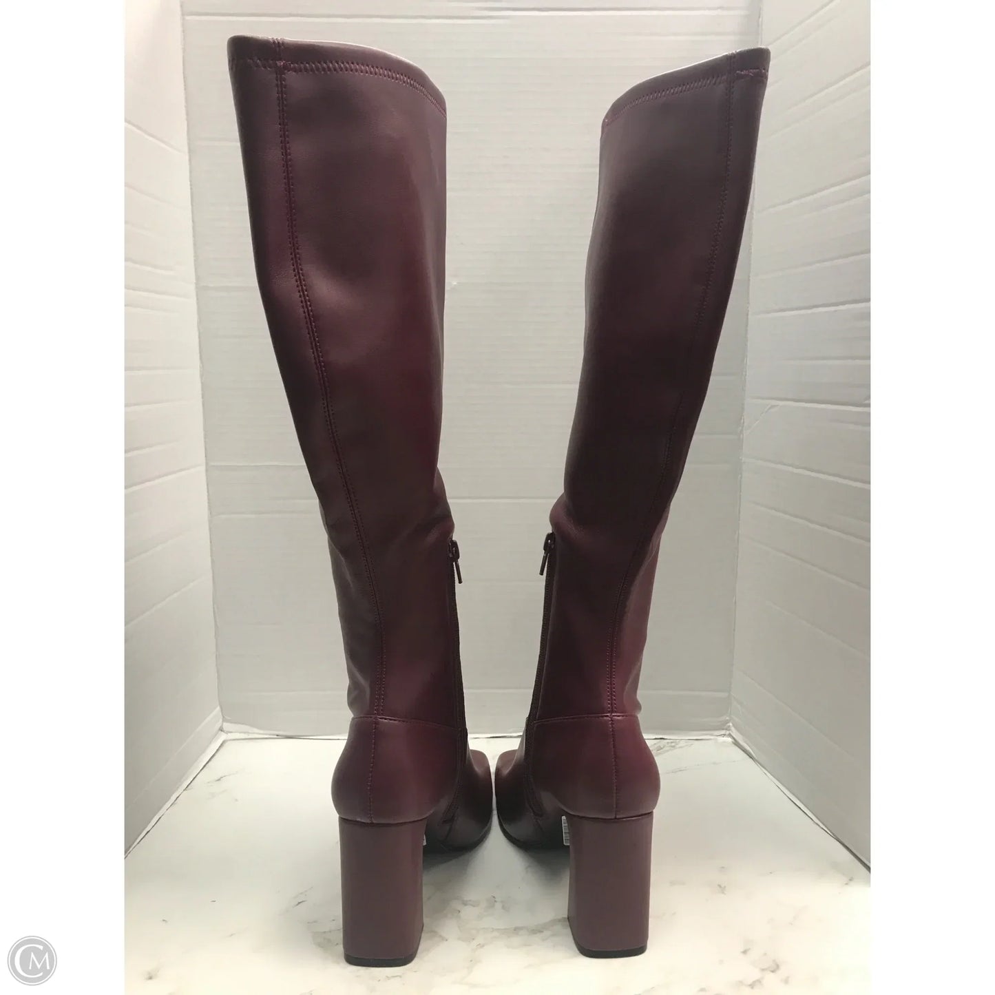 Boots Knee Heels By Steve Madden In Maroon, Size: 8