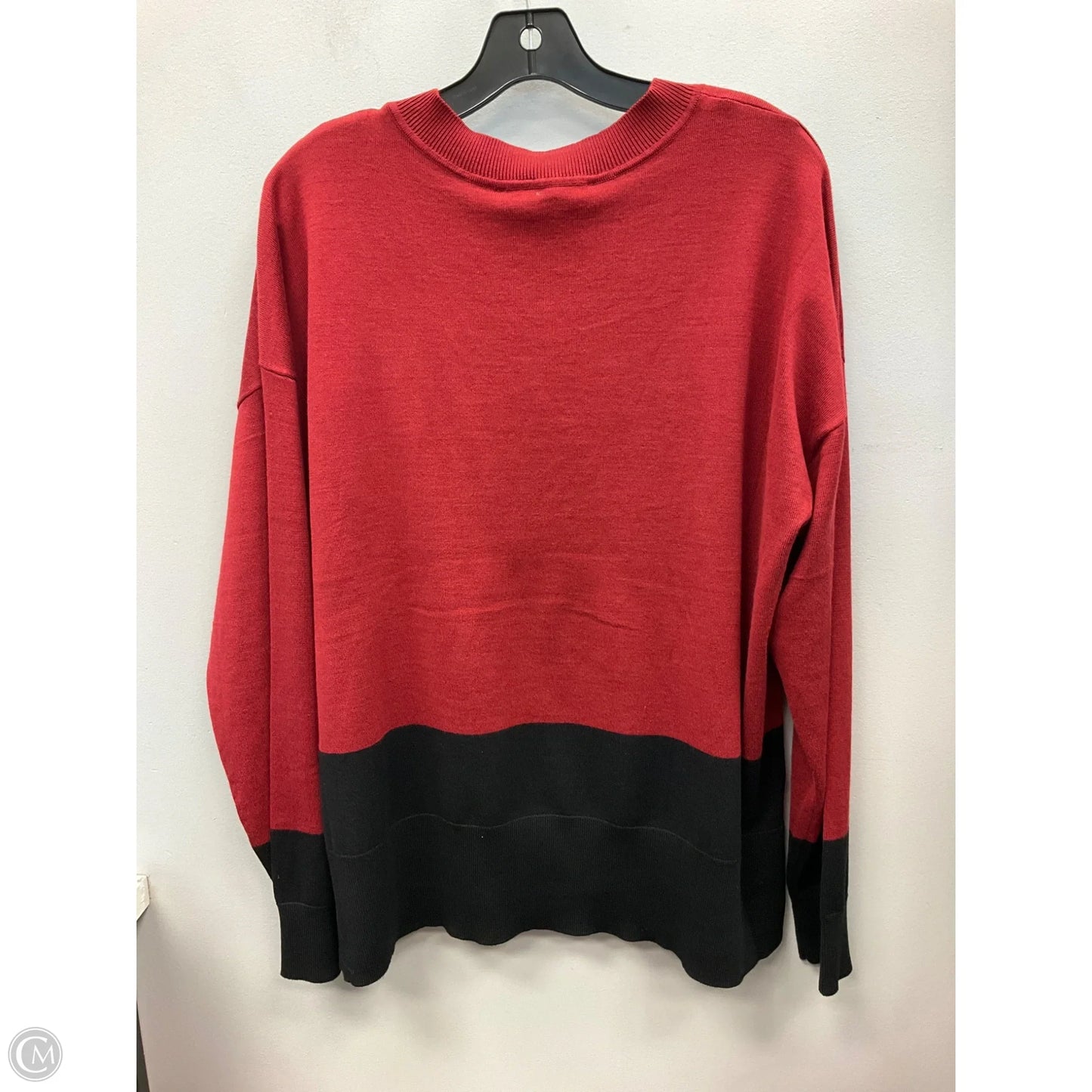 Sweater By Dkny In Black & Red, Size: L