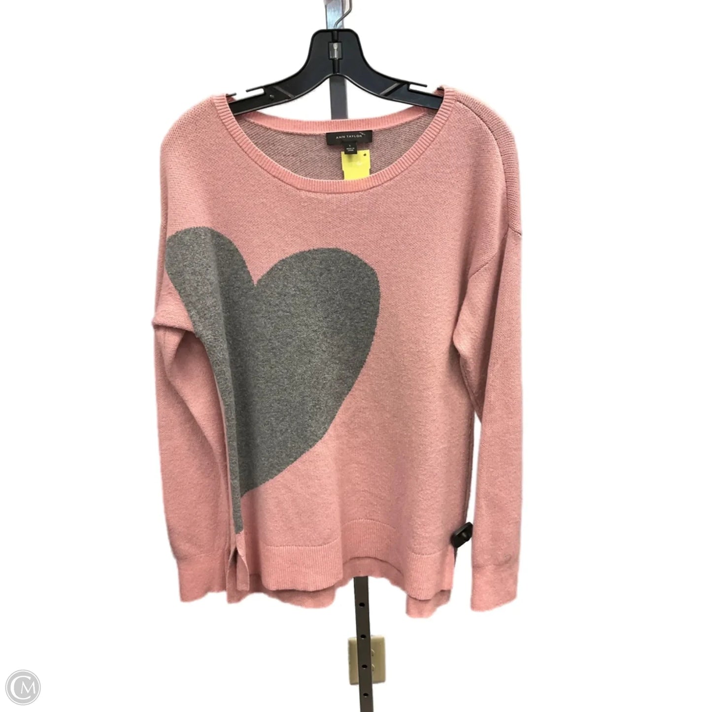 Sweater By Ann Taylor In Grey & Pink, Size: L