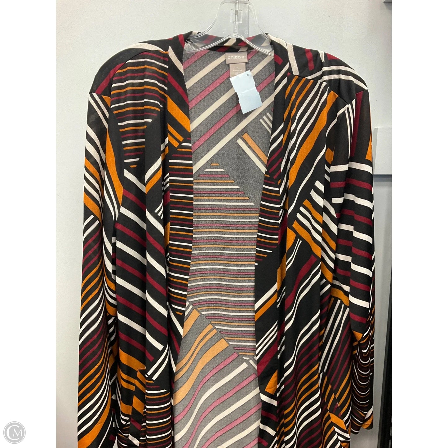 Cardigan By Chicos In Striped Pattern, Size: Xl