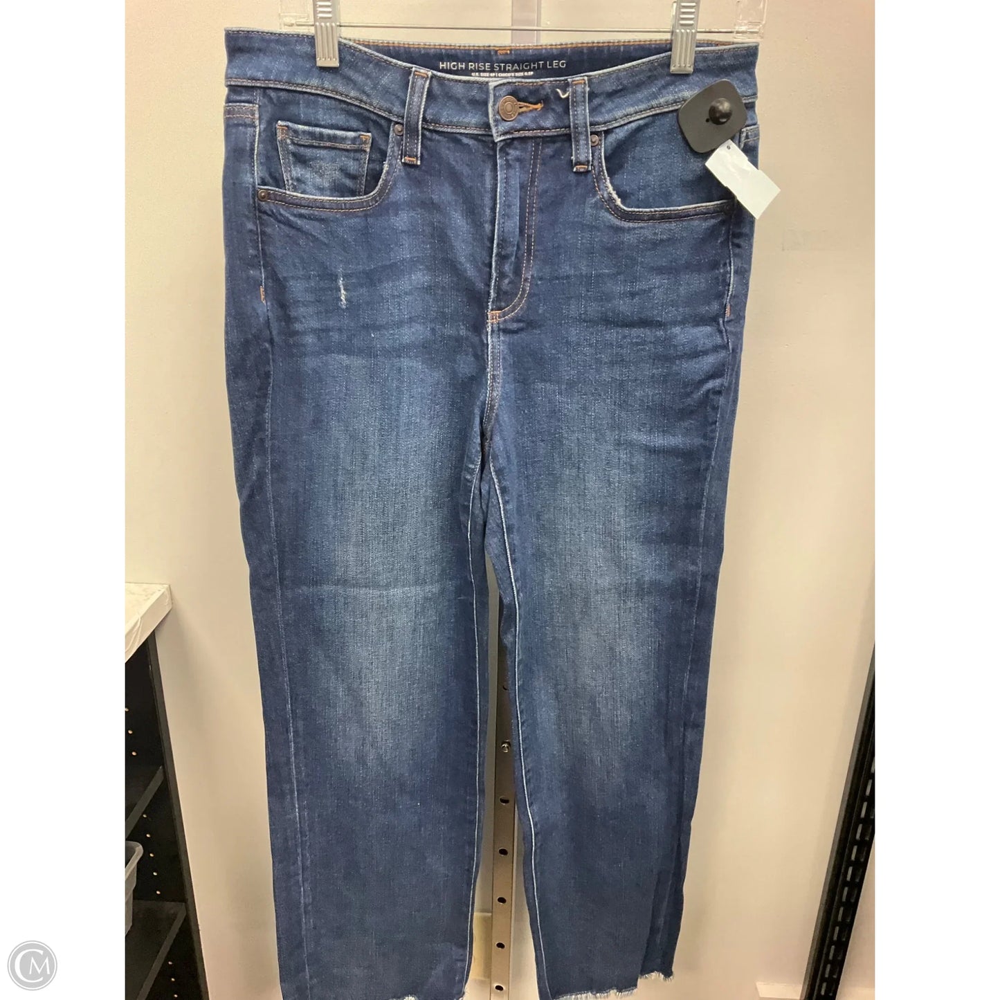 Jeans Straight By Chicos In Blue Denim, Size: 6p