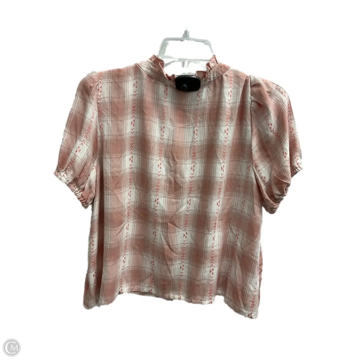 Top Short Sleeve By Frye And Co In Pink & White, Size: M
