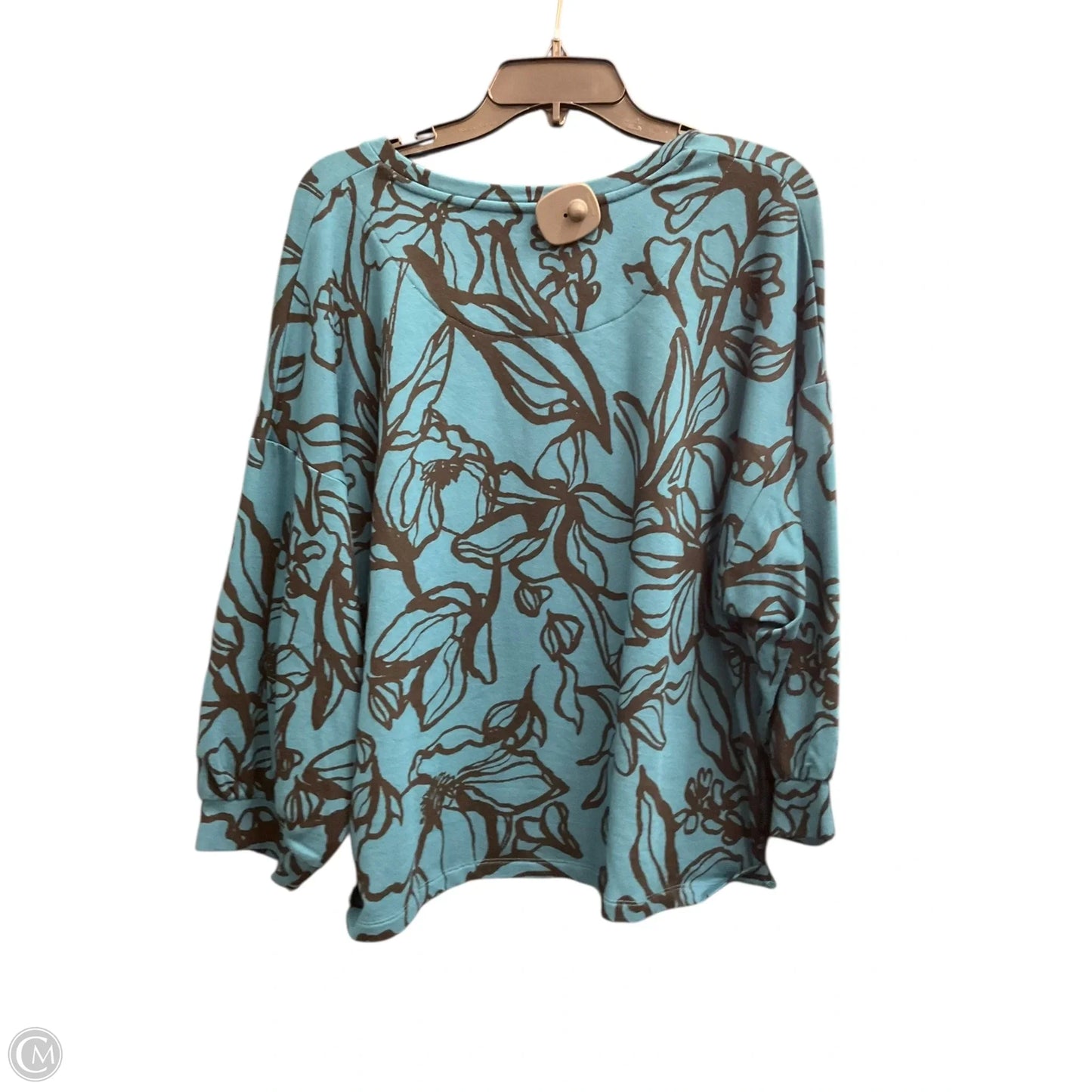 Top 3/4 Sleeve By Chicos In Black & Blue, Size: Xl