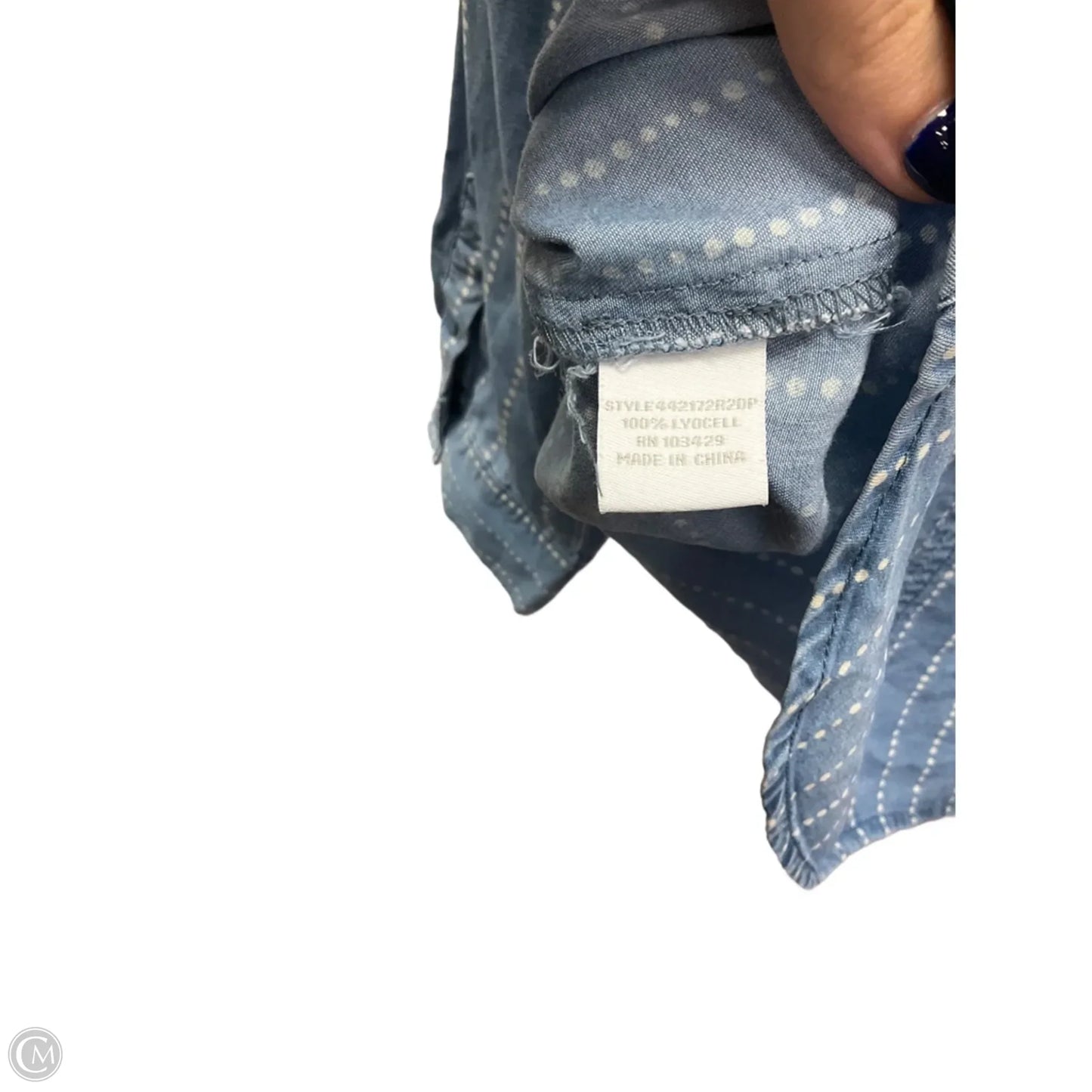 Blouse Long Sleeve By Intro In Blue Denim, Size: Lp