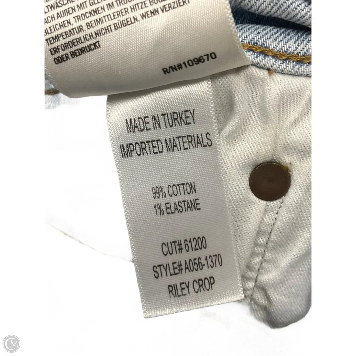 Jeans Straight By Agolde In Blue Denim, Size: 10