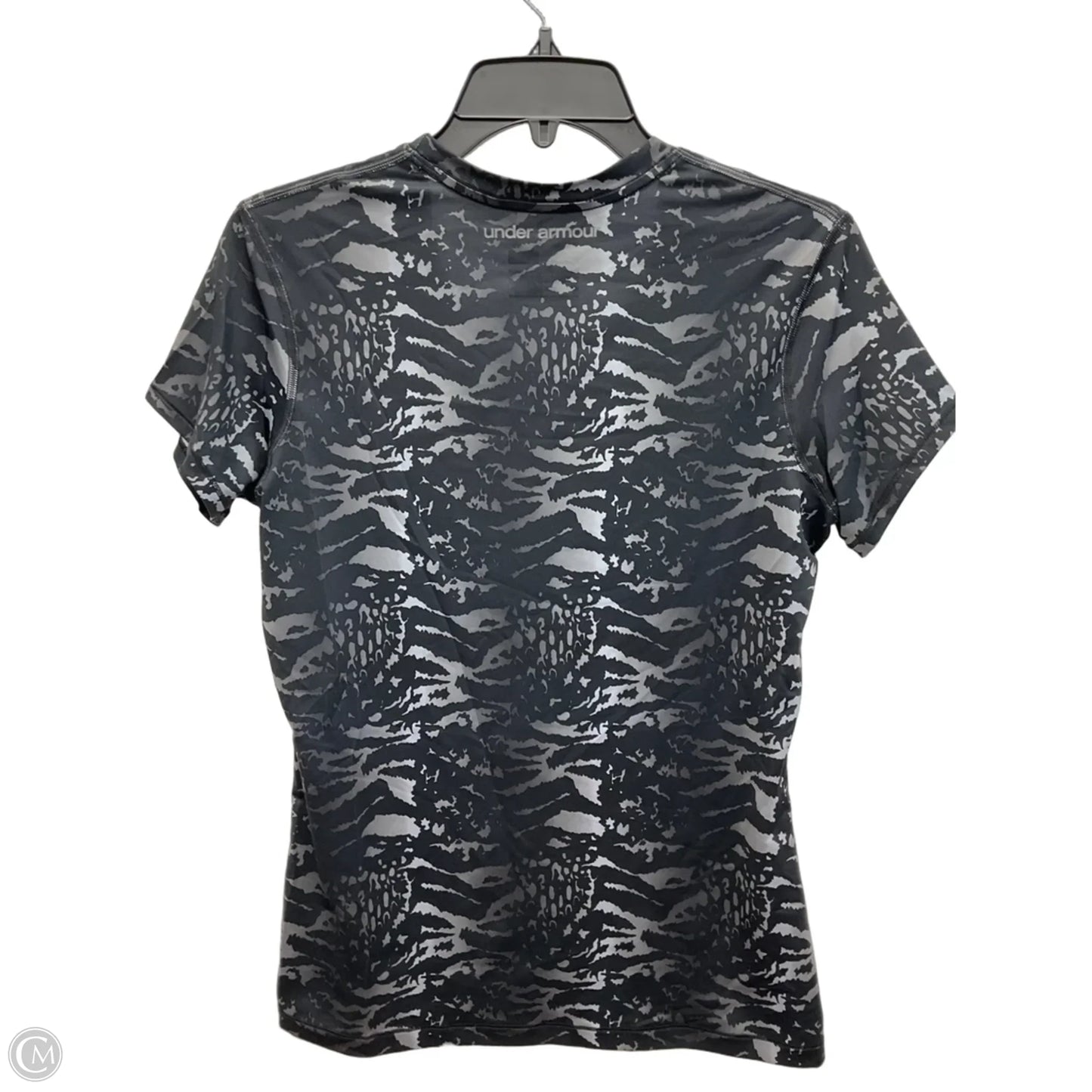Athletic Top Short Sleeve By Under Armour In Black & Grey, Size: M