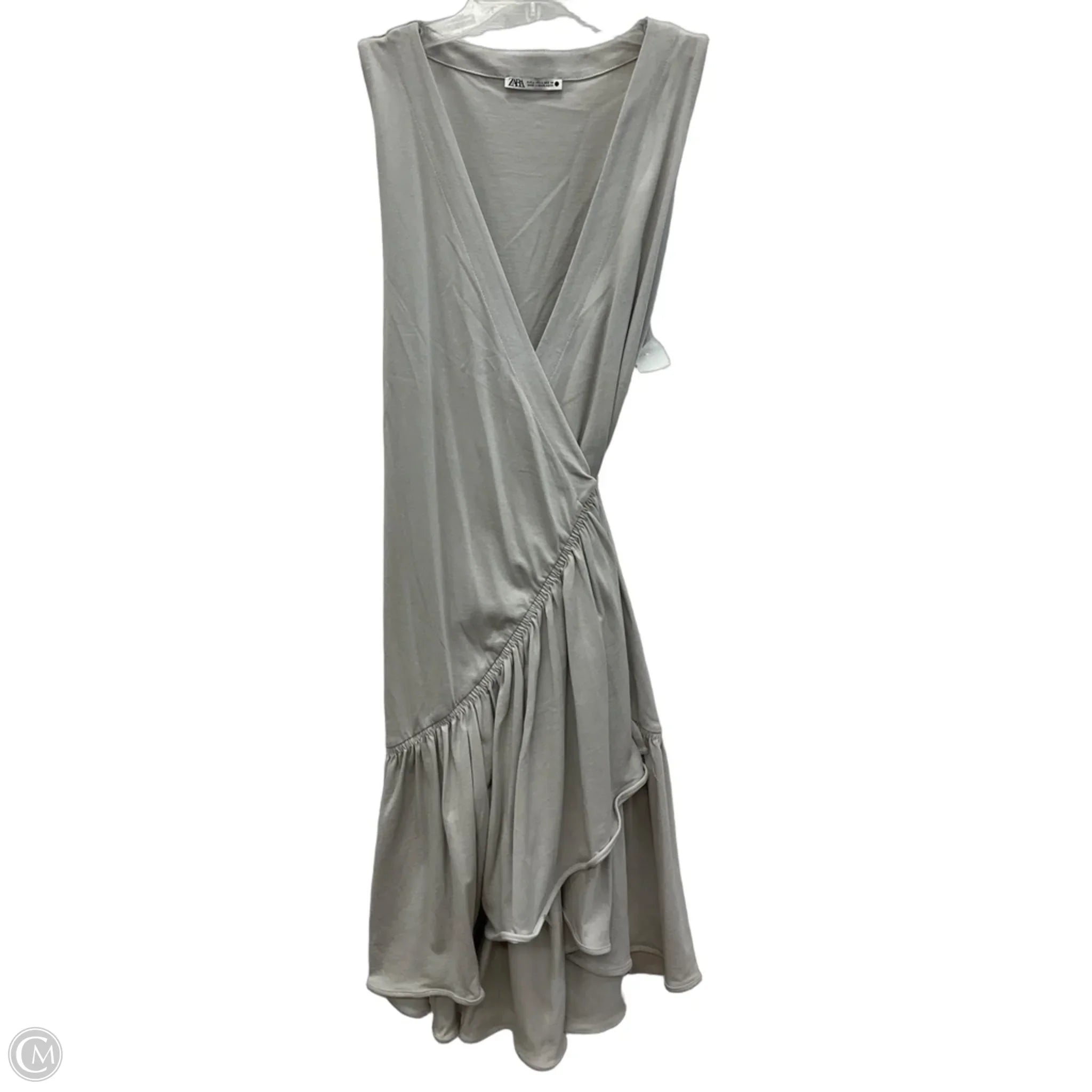 zara grey ruffle dress Image 8 of RUFFLED METALLIC THREAD DRESS from Zara