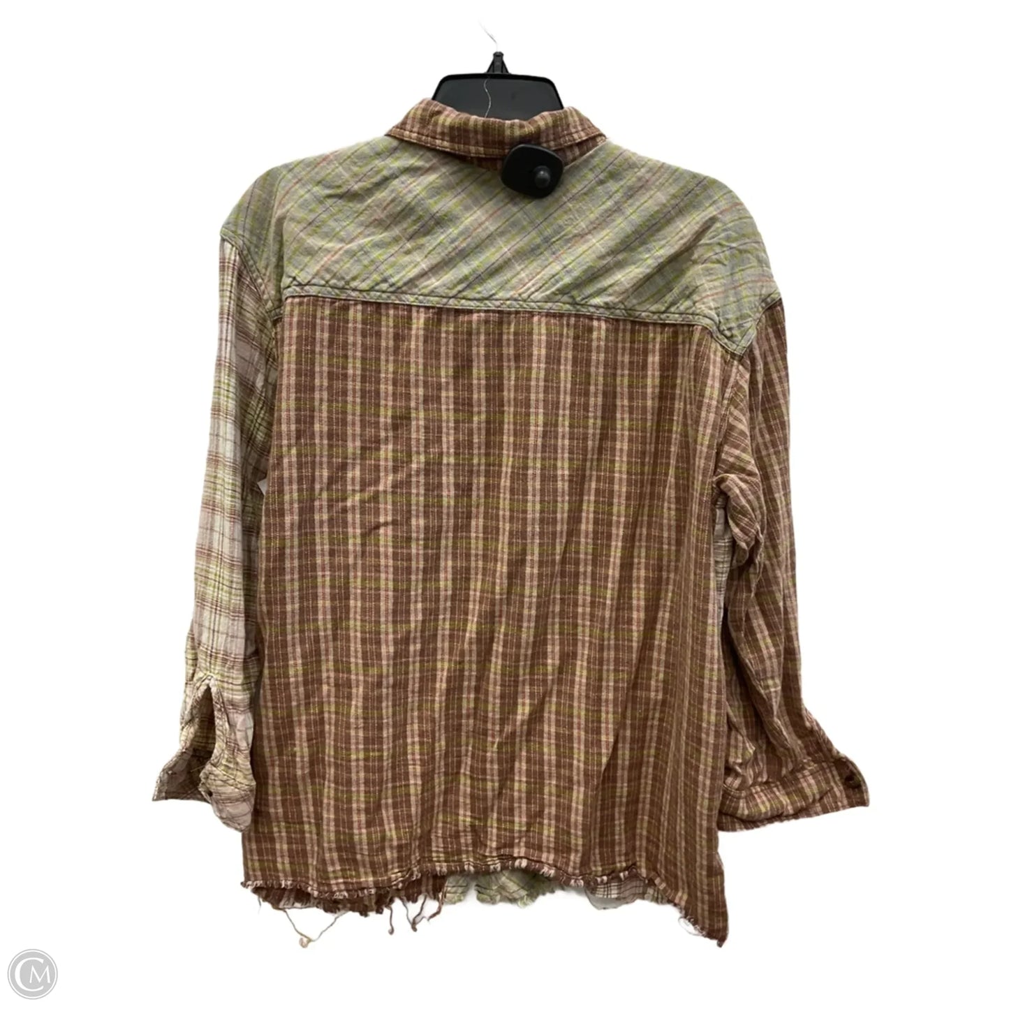 Blouse Long Sleeve By Rewind In Plaid Pattern, Size: Xl