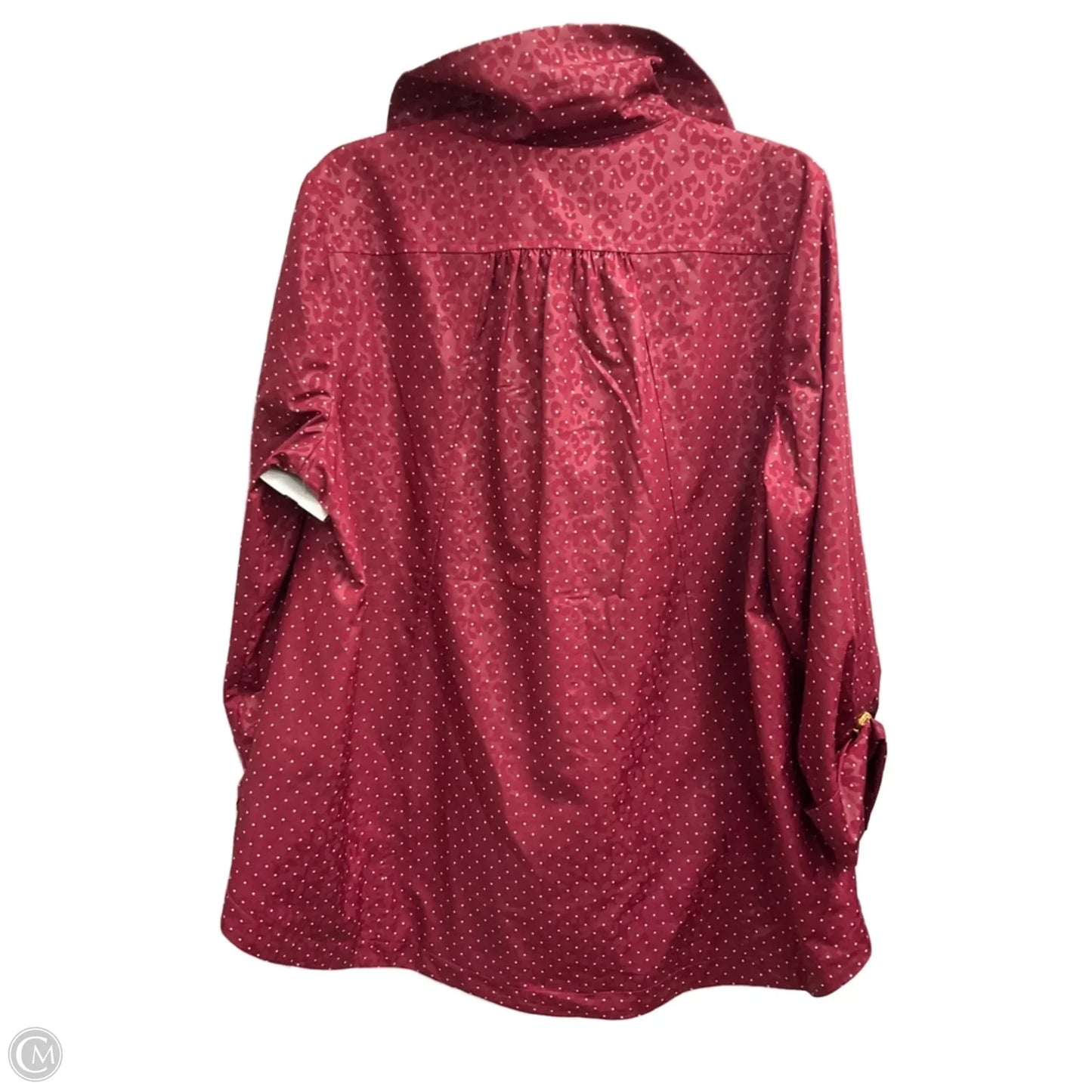 Coat Raincoat By Chicos In Maroon, Size: L