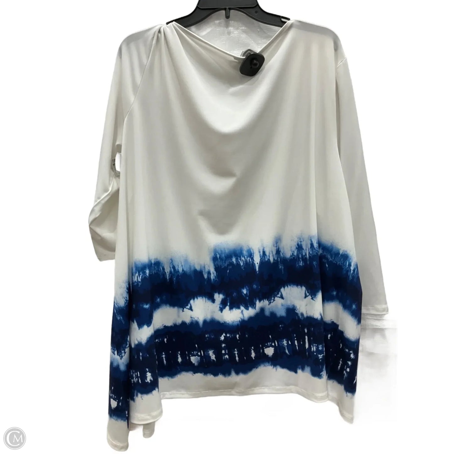 Top Long Sleeve By Chicos In Blue & White, Size: Xxl