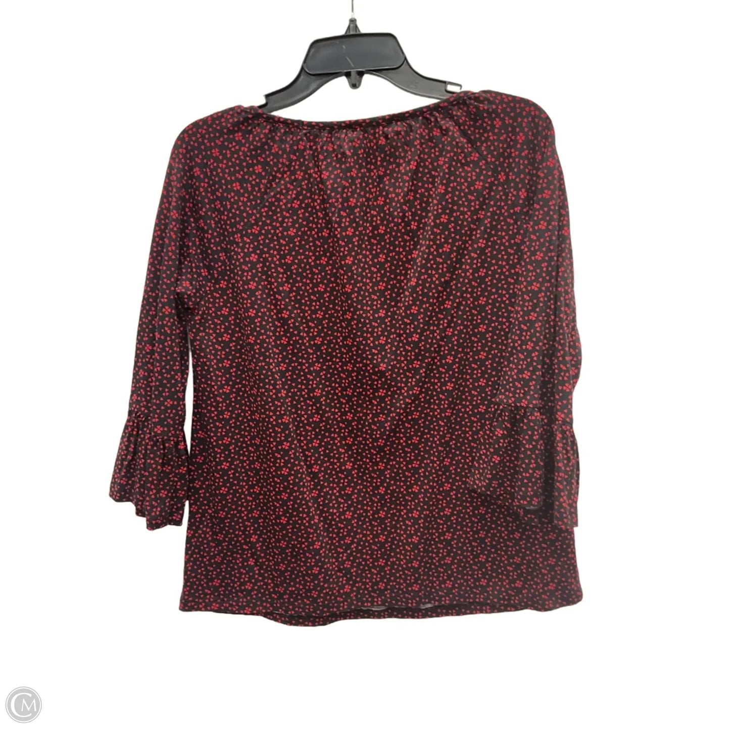 Top 3/4 Sleeve By Michael By Michael Kors In Black & Red, Size: S