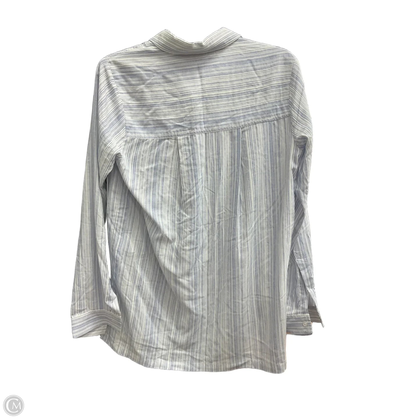Blouse Long Sleeve By Athleta In Blue & White, Size: S
