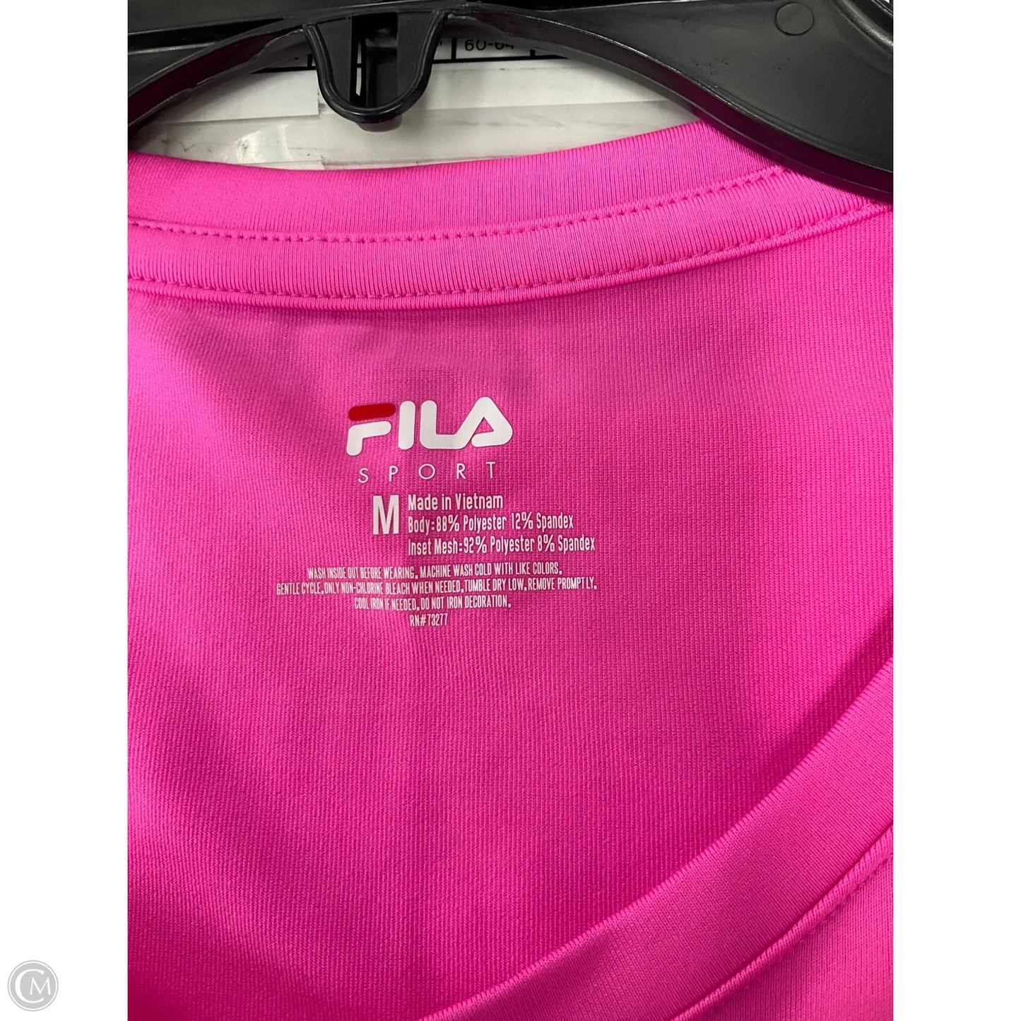 Athletic Top Short Sleeve By Fila In Pink, Size: M