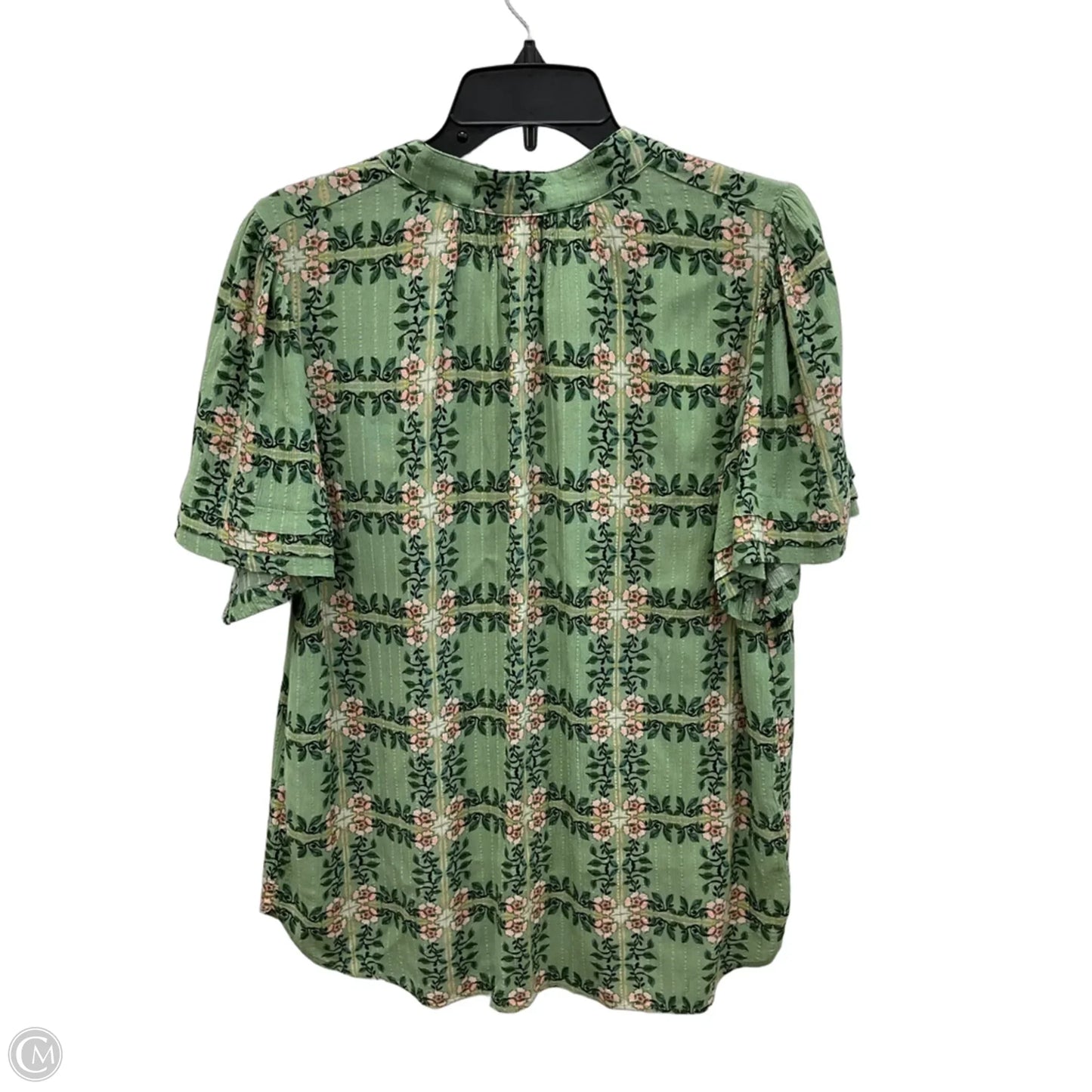 Top Short Sleeve By Loft In Green & Pink, Size: M