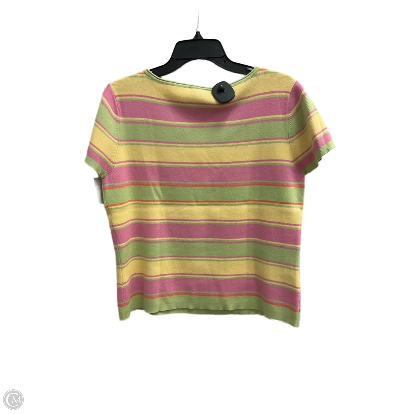 Top Short Sleeve By Talbots In Striped Pattern, Size: L