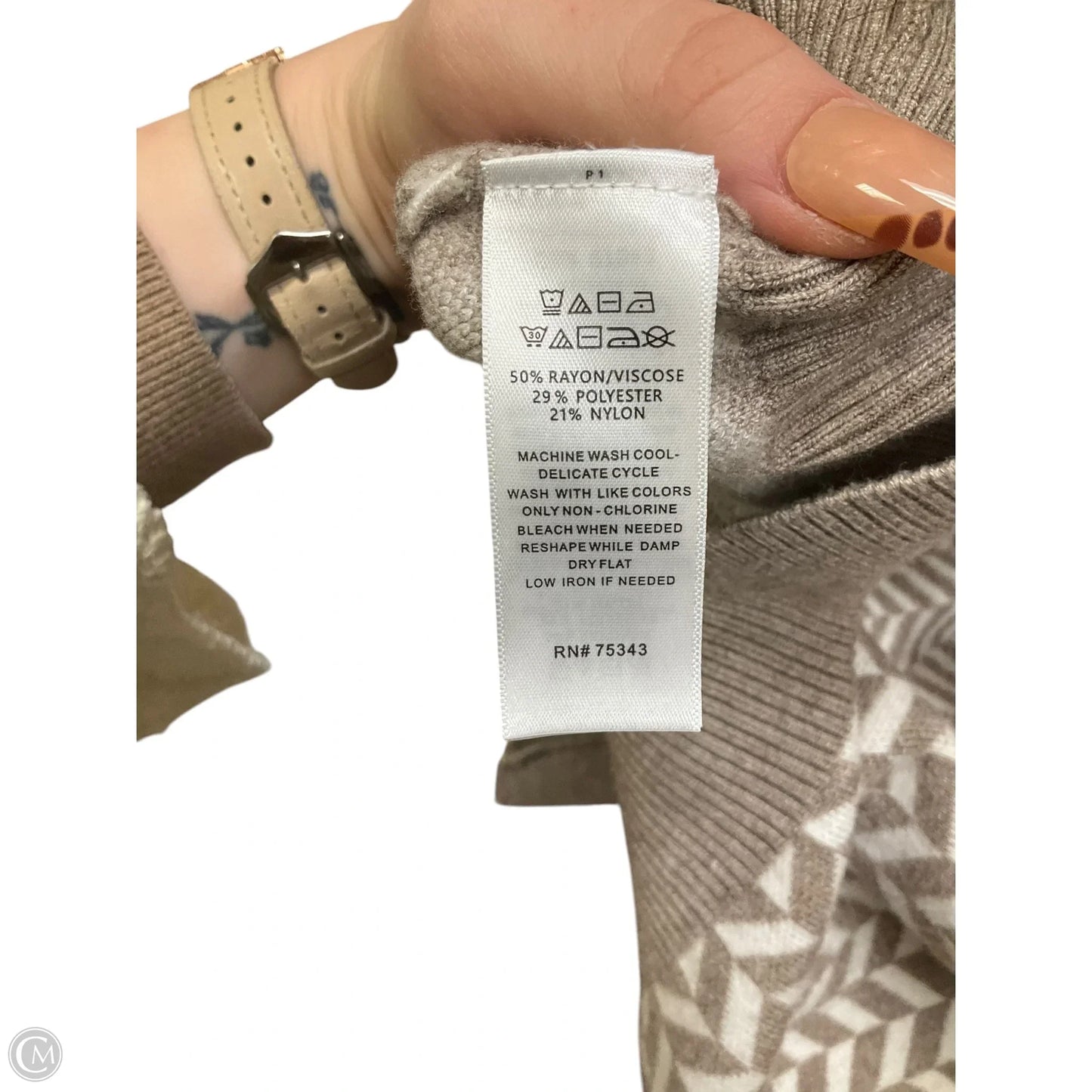 Cardigan By Joie In Brown & Cream, Size: 1x