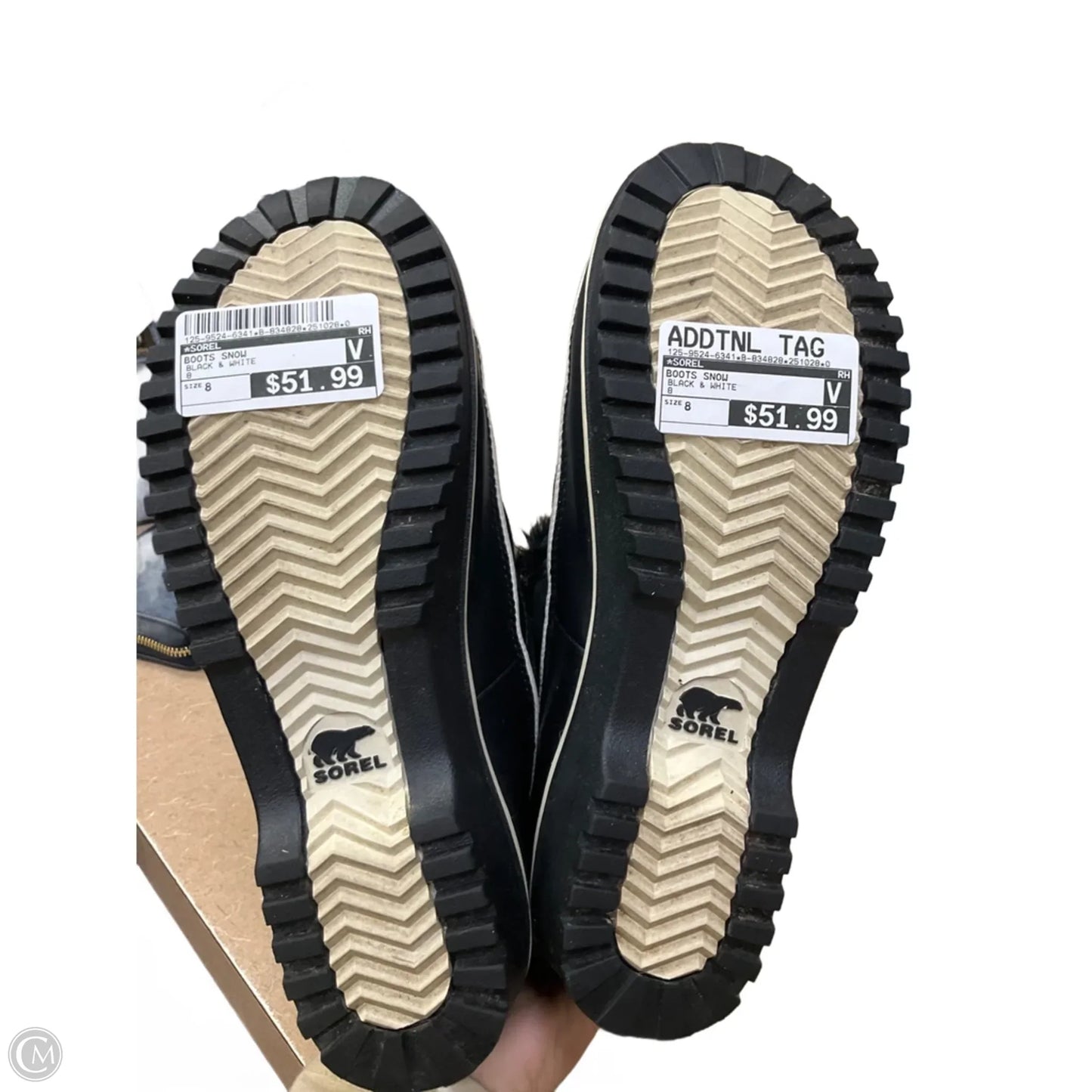 Boots Snow By Sorel In Black & White, Size: 8