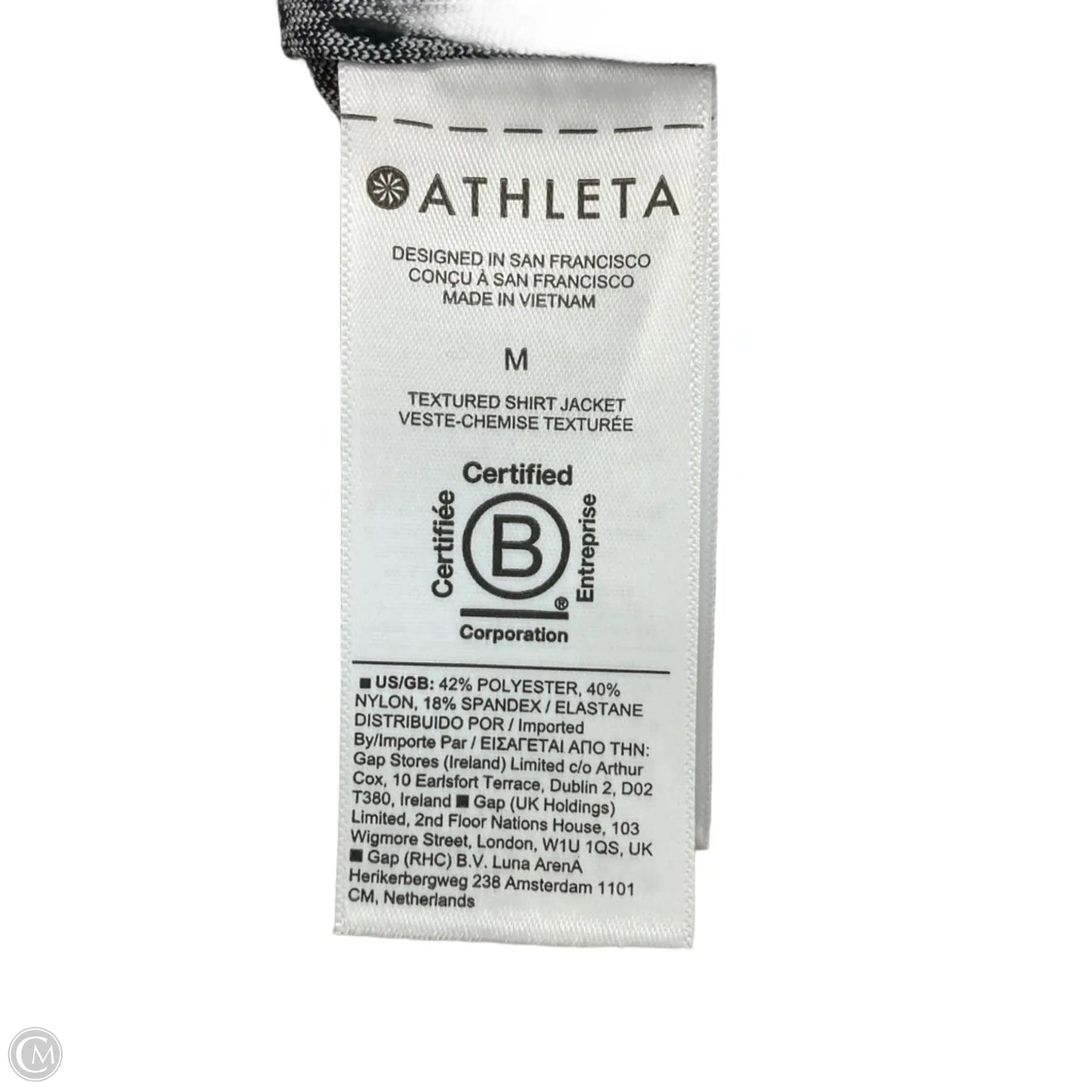 Blouse Long Sleeve By Athleta In Black & White, Size: M