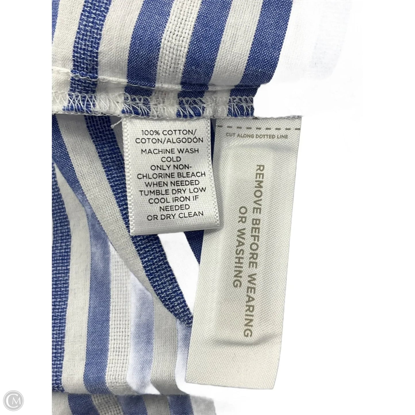 Blouse Long Sleeve By Loft In Blue & White, Size: S