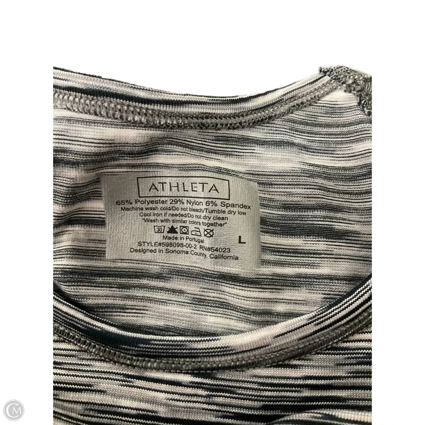 Athletic Top Short Sleeve By Athleta In Grey & White, Size: L
