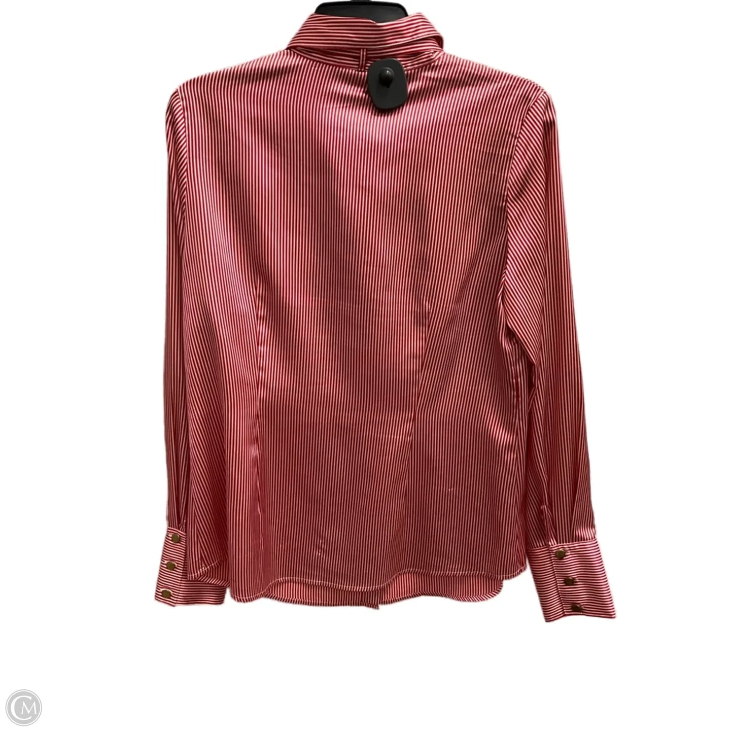 Blouse Long Sleeve By Bcbgmaxazria In Red & White, Size: L