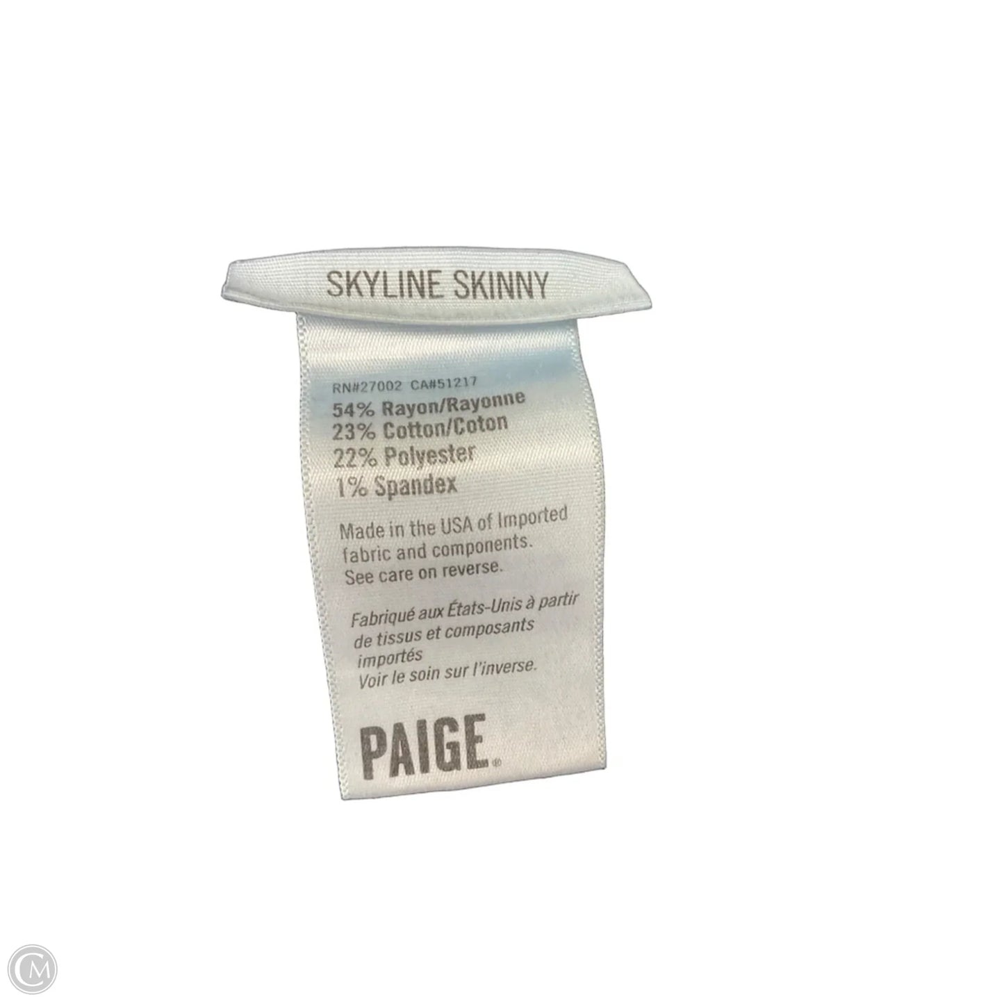 Jeans Skinny By Paige In Blue Denim, Size: 4