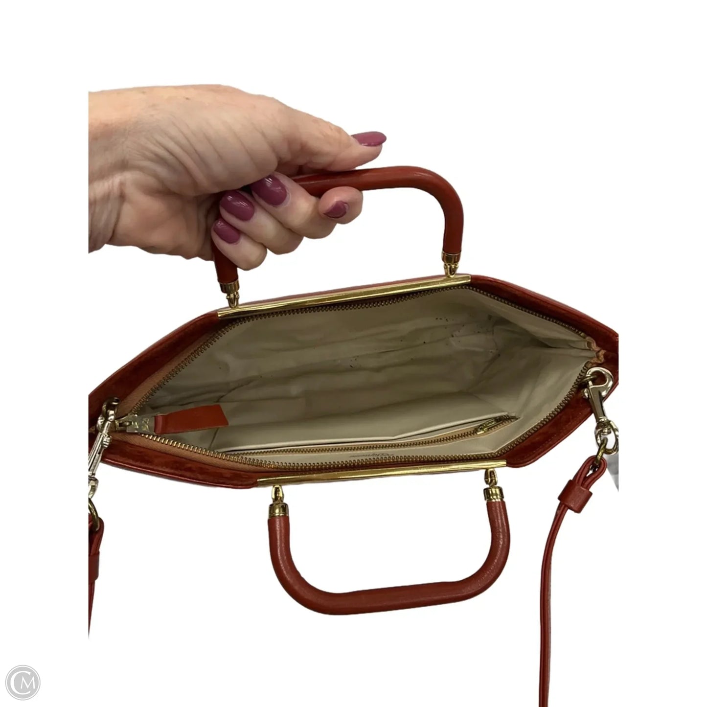 Handbag Leather By Cma, Size: Medium
