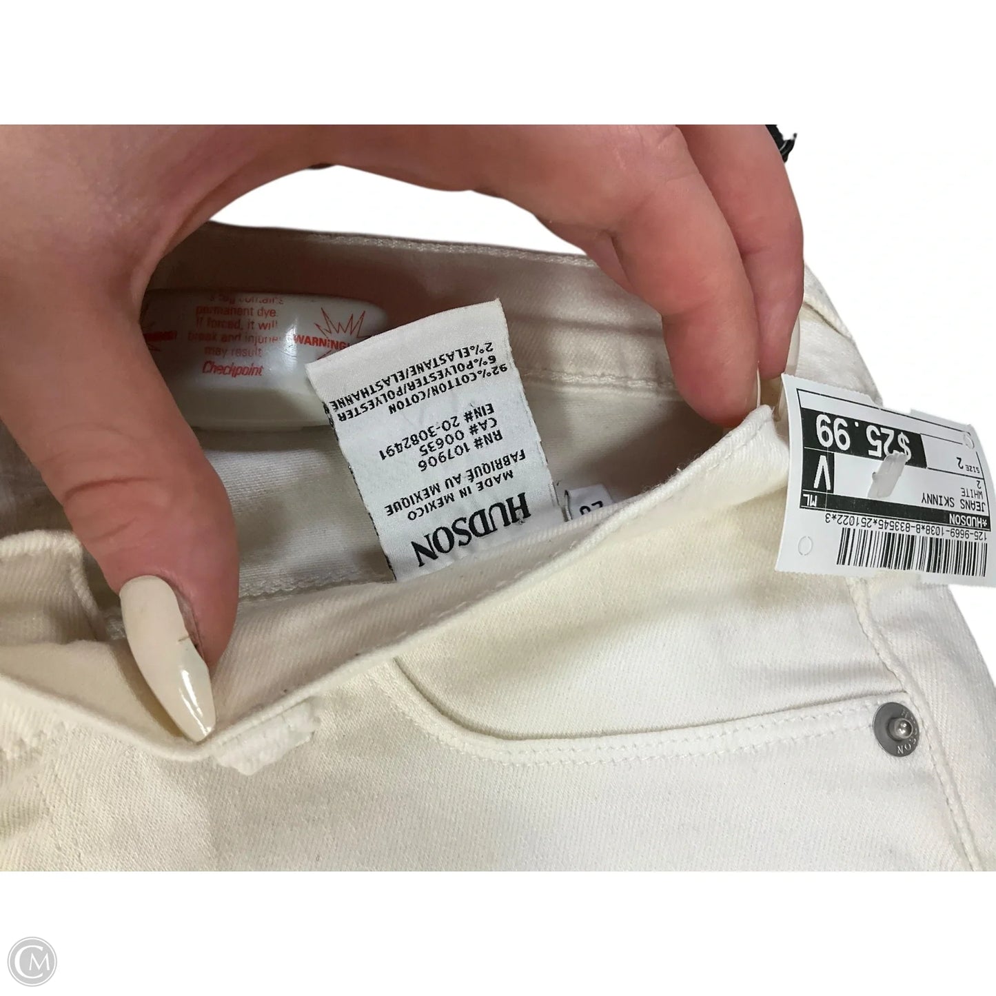 Jeans Skinny By Hudson In White, Size: 2