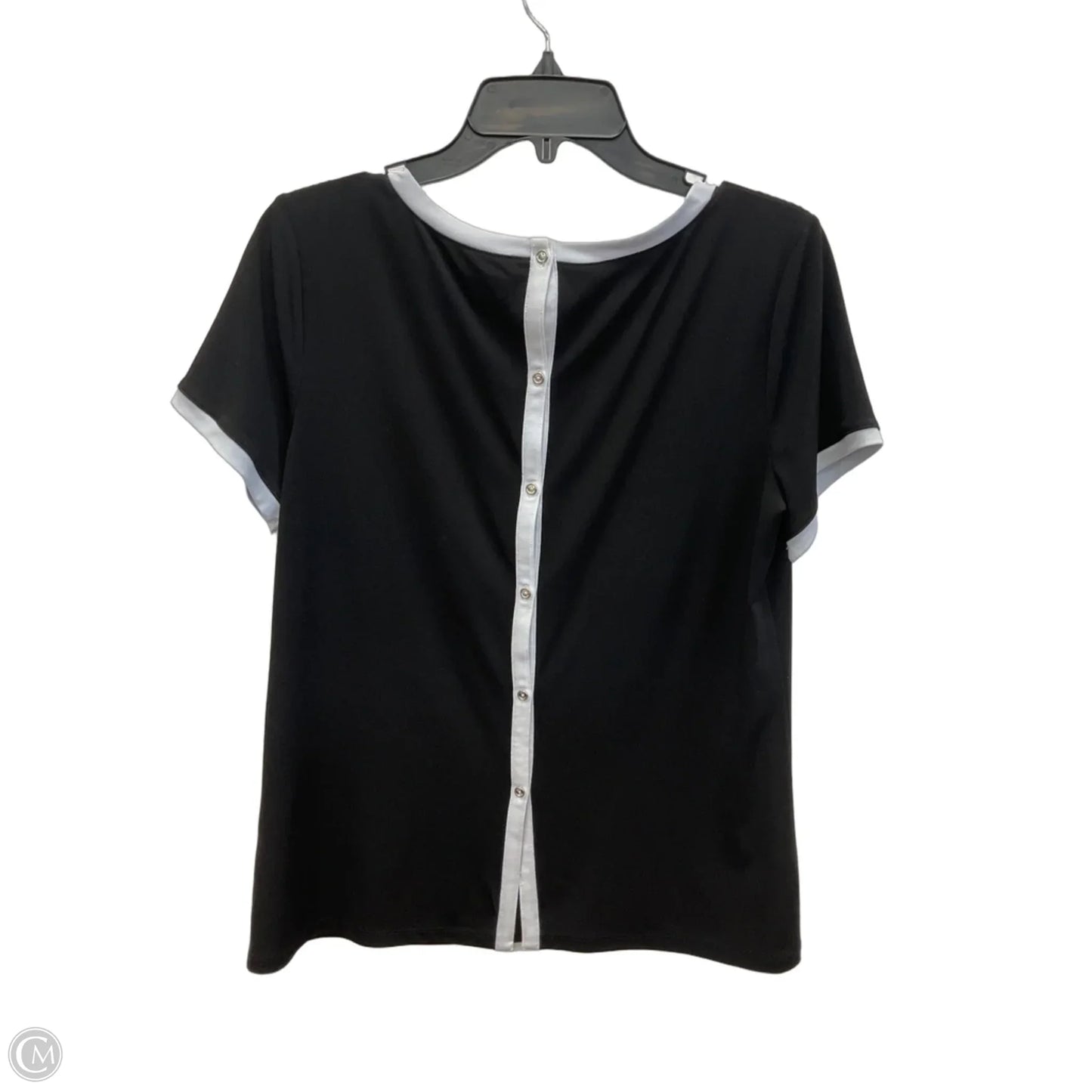 Top Short Sleeve By Anne Klein In Black, Size: L