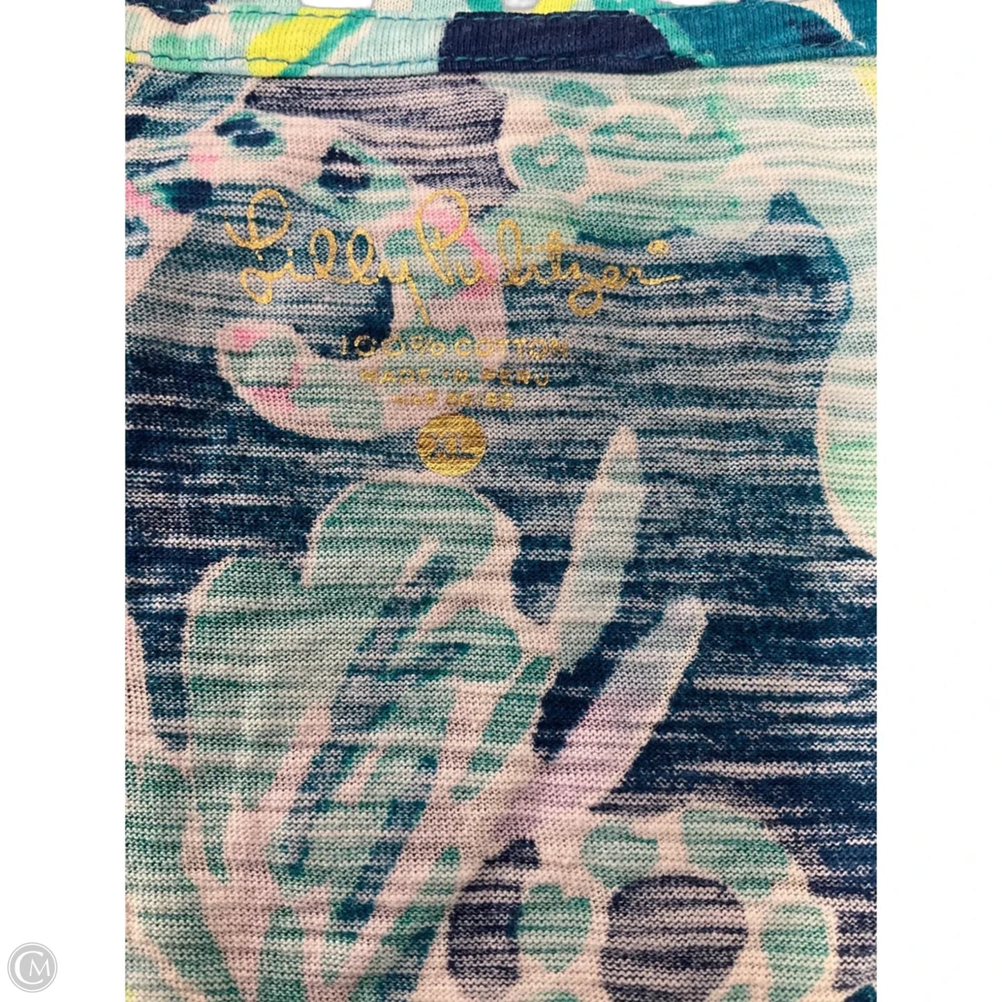 Top Short Sleeve Designer By Lilly Pulitzer In Blue, Size: Xl