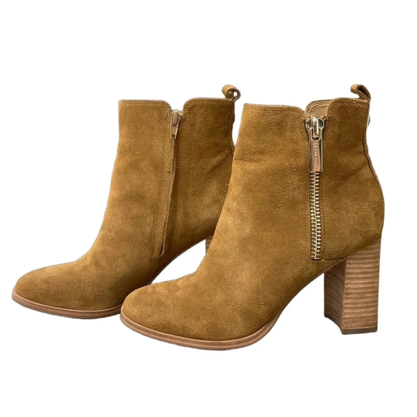 Boots Ankle Heels By Nine West In Brown, Size: 7