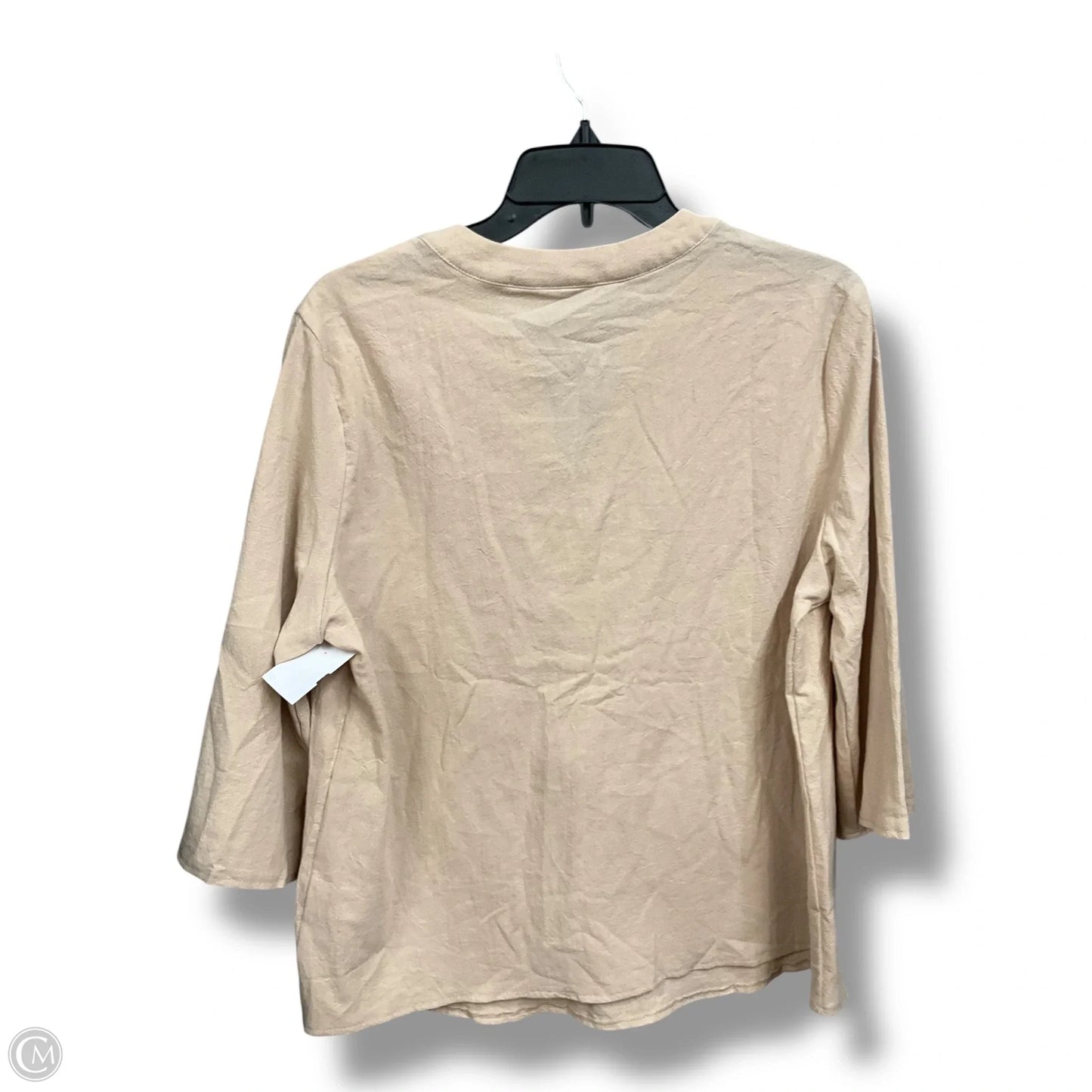 Blouse 3/4 Sleeve By Shein In Beige, Size: L