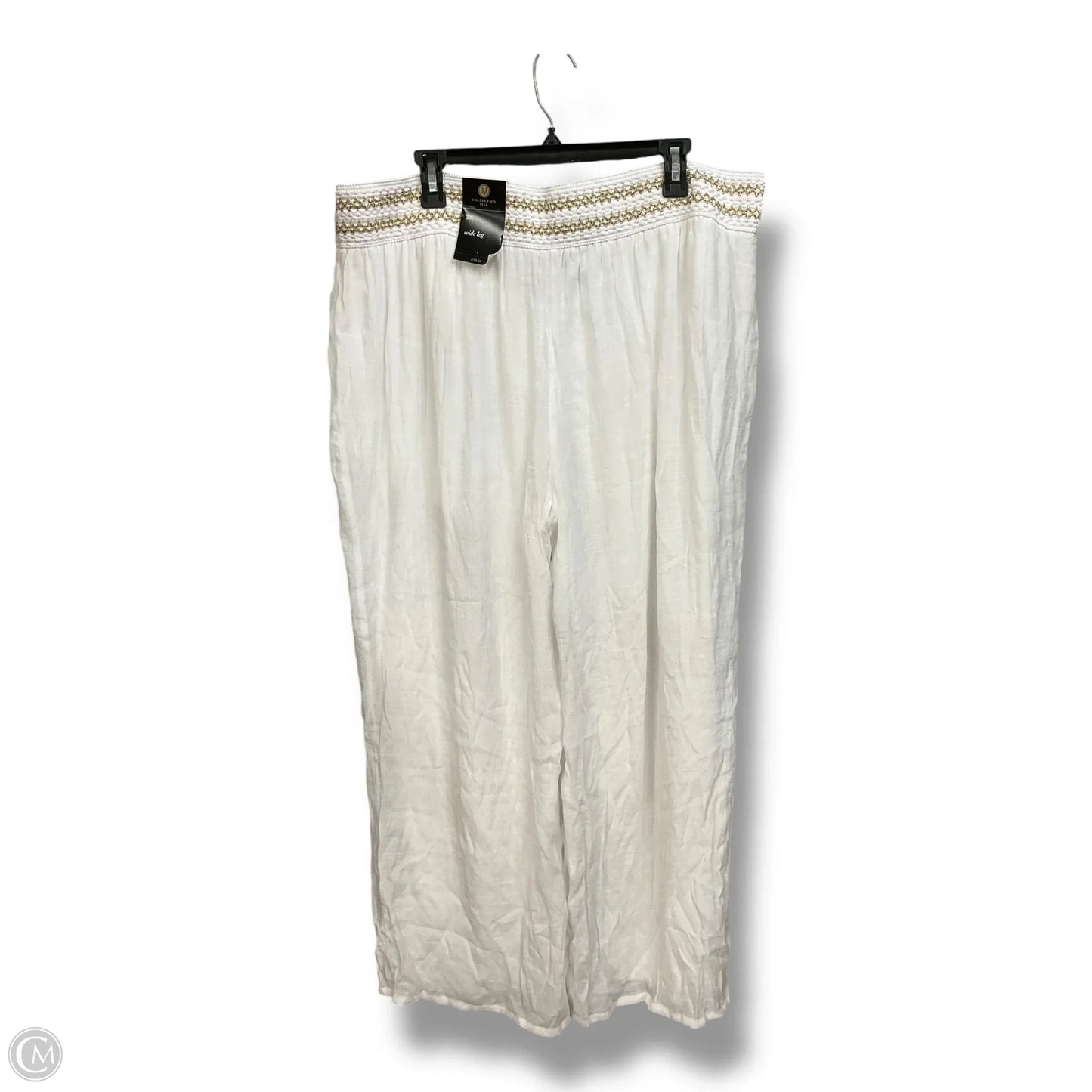 Pants Linen By Jm Collections In White, Size: 2x