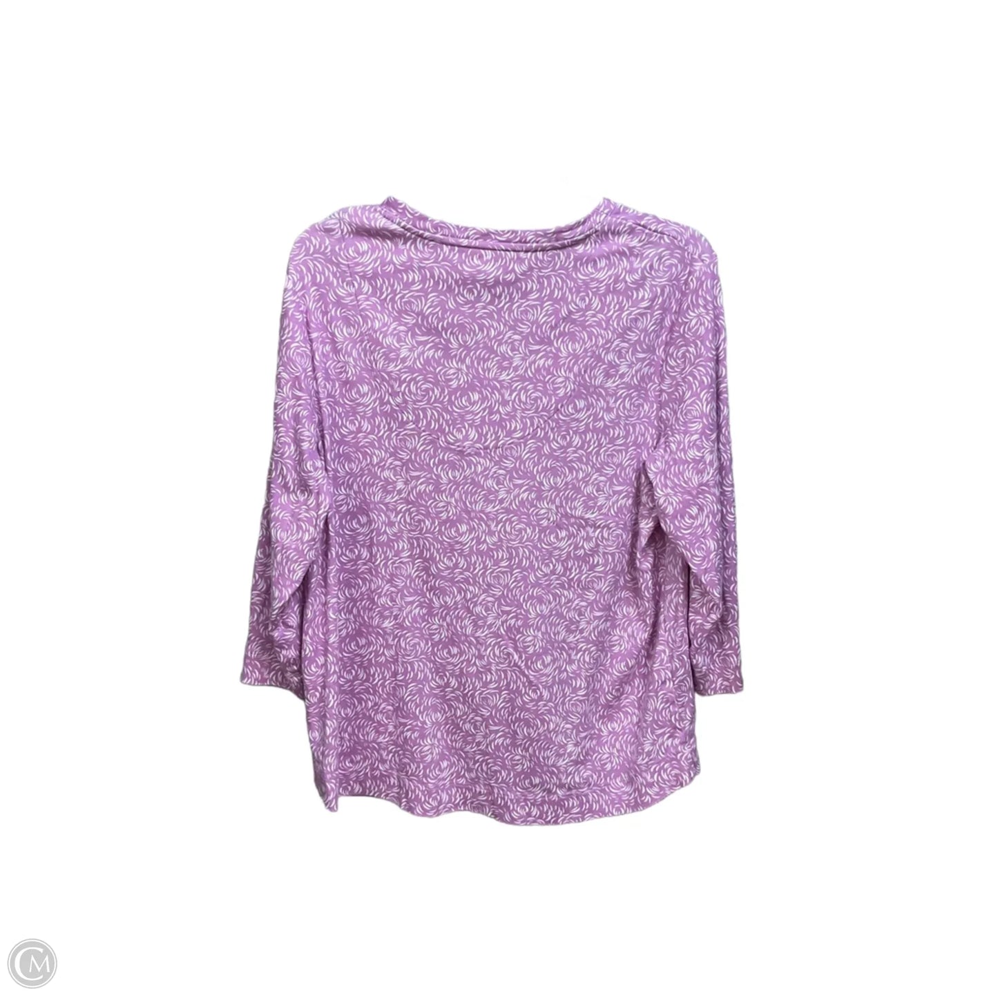 Top 3/4 Sleeve By Chicos In Purple & White, Size: Xl
